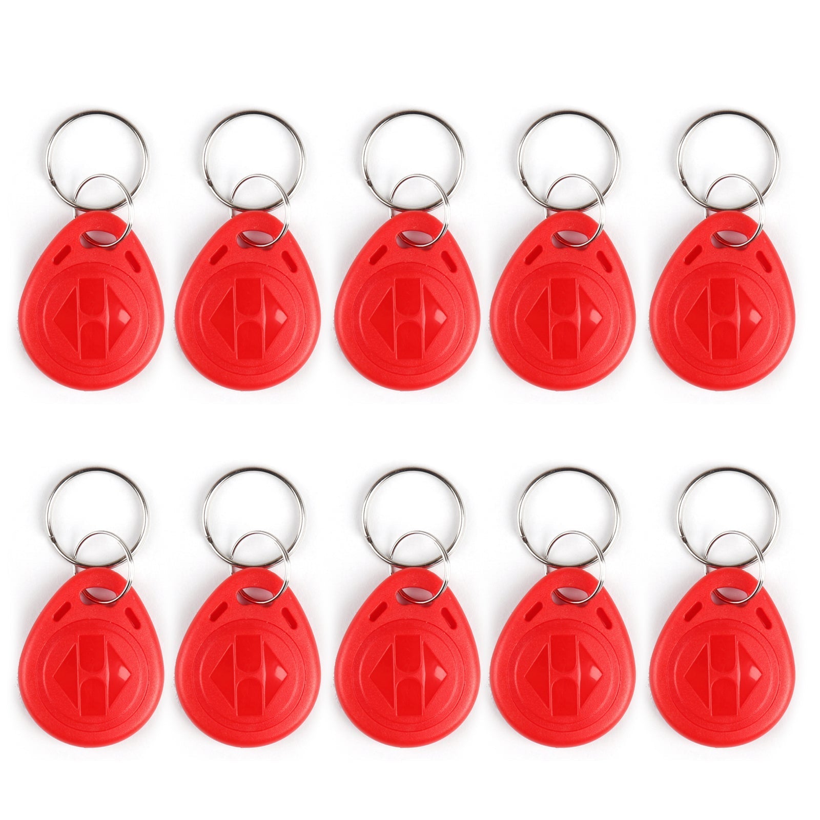 10Pcs Readable RFID Tokens 125Khz EM4100 Tags ID Card Key Chain Card Access Red