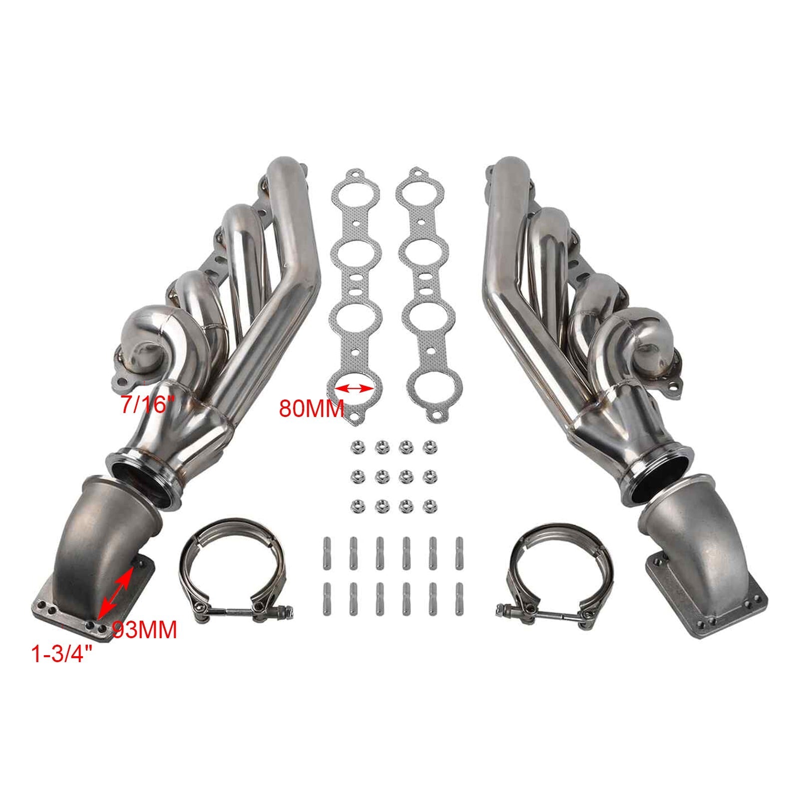 Turbo Exhaust Manifold Header Fit LS1 LS6 LSX V8 + Elbows T3 T4 to 3.0" V Band