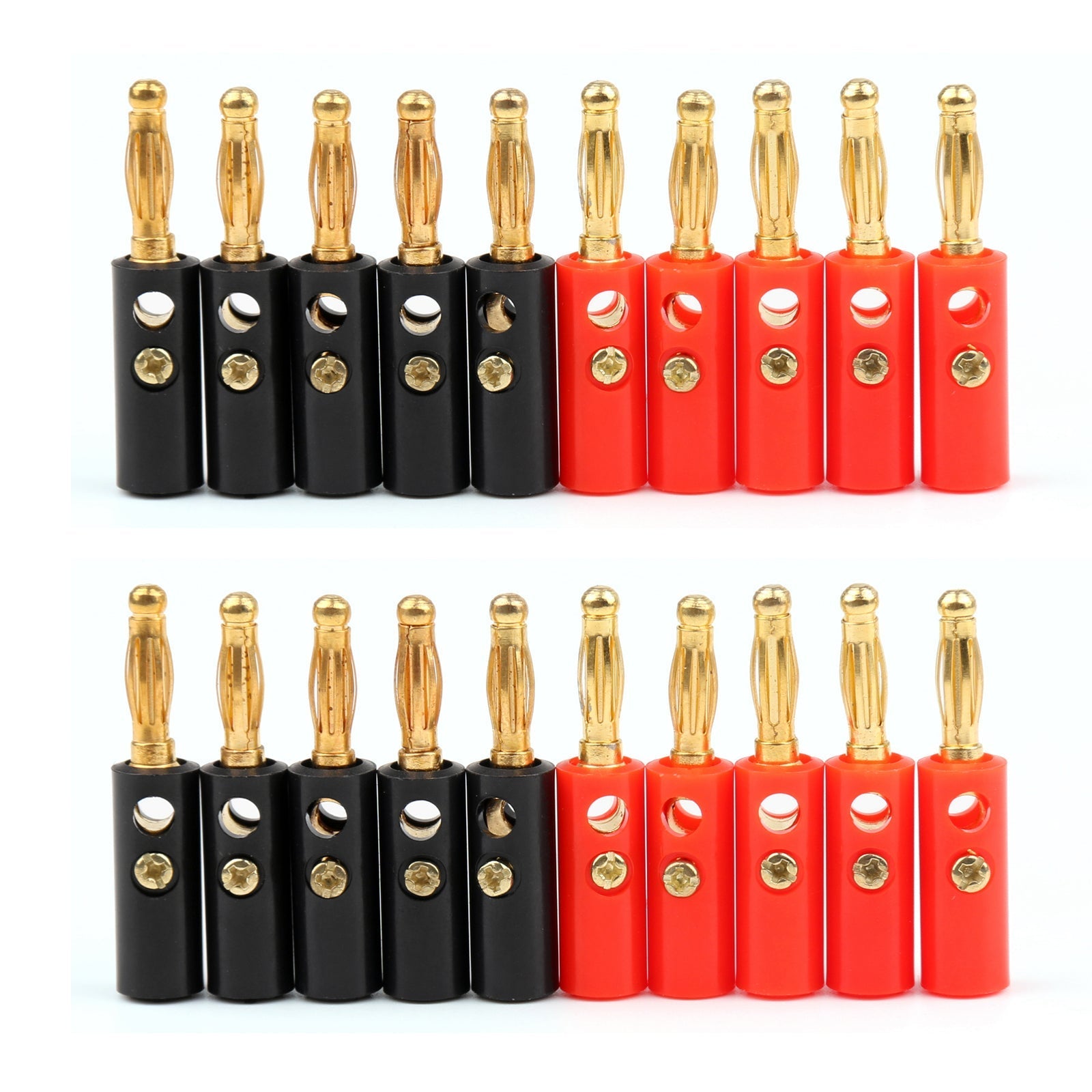 20 Pcs High Quality 4mm Banana Plug Gold Plated Red Black Lenth 40mm