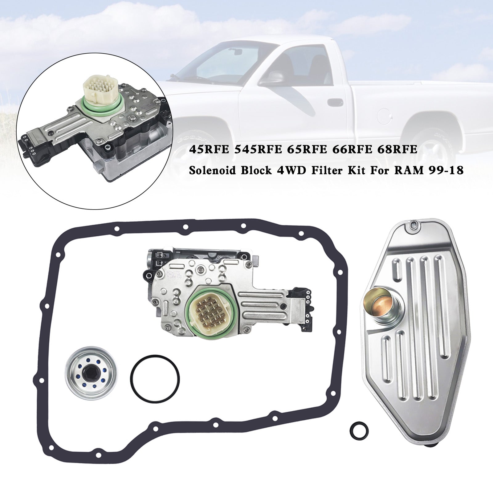 Jeep Commander 2006-2010 5 SP R/4WD L6 3.7L V8 4.7L 5.7L 5-45RFE Kit de filtro de bloque solenoide 4WD