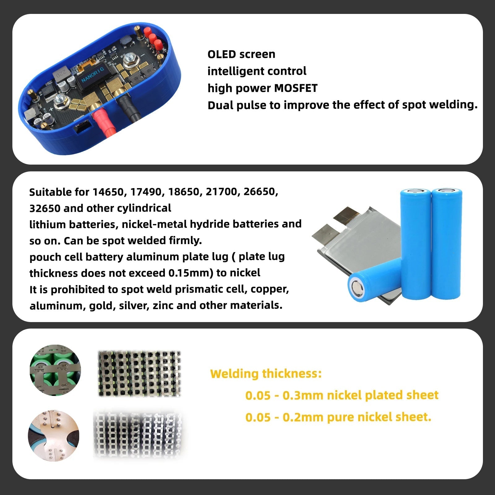 DIY Smart Control Double Pulse Welding Spot Welder Pen For Farad Capacitor 18650