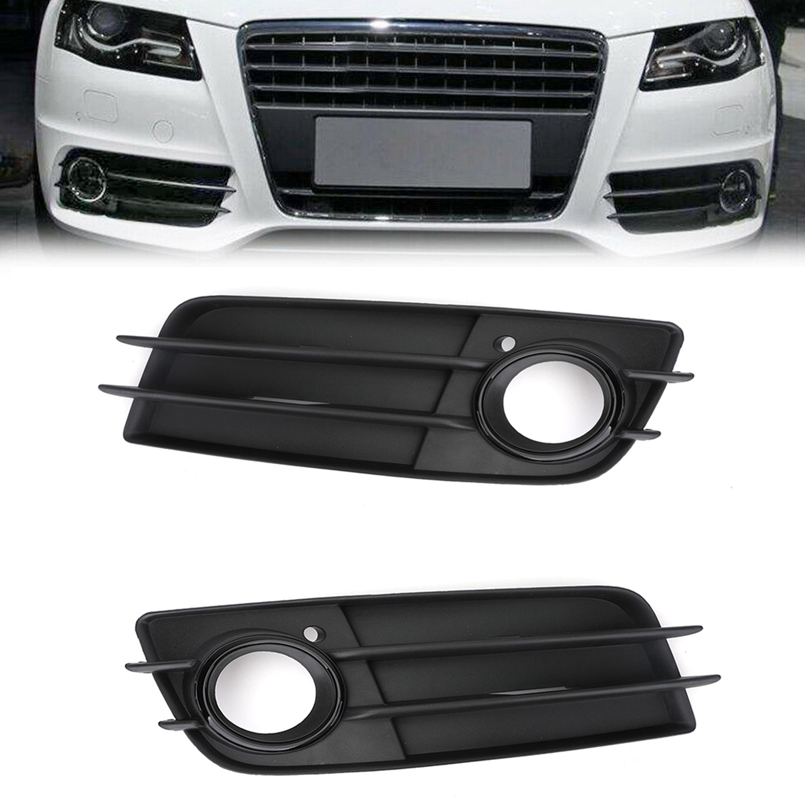 2 X parachoques delantero negro cubierta de rejilla de luz antiniebla para Audi A4 S-LINE S4 2008-12 genérico