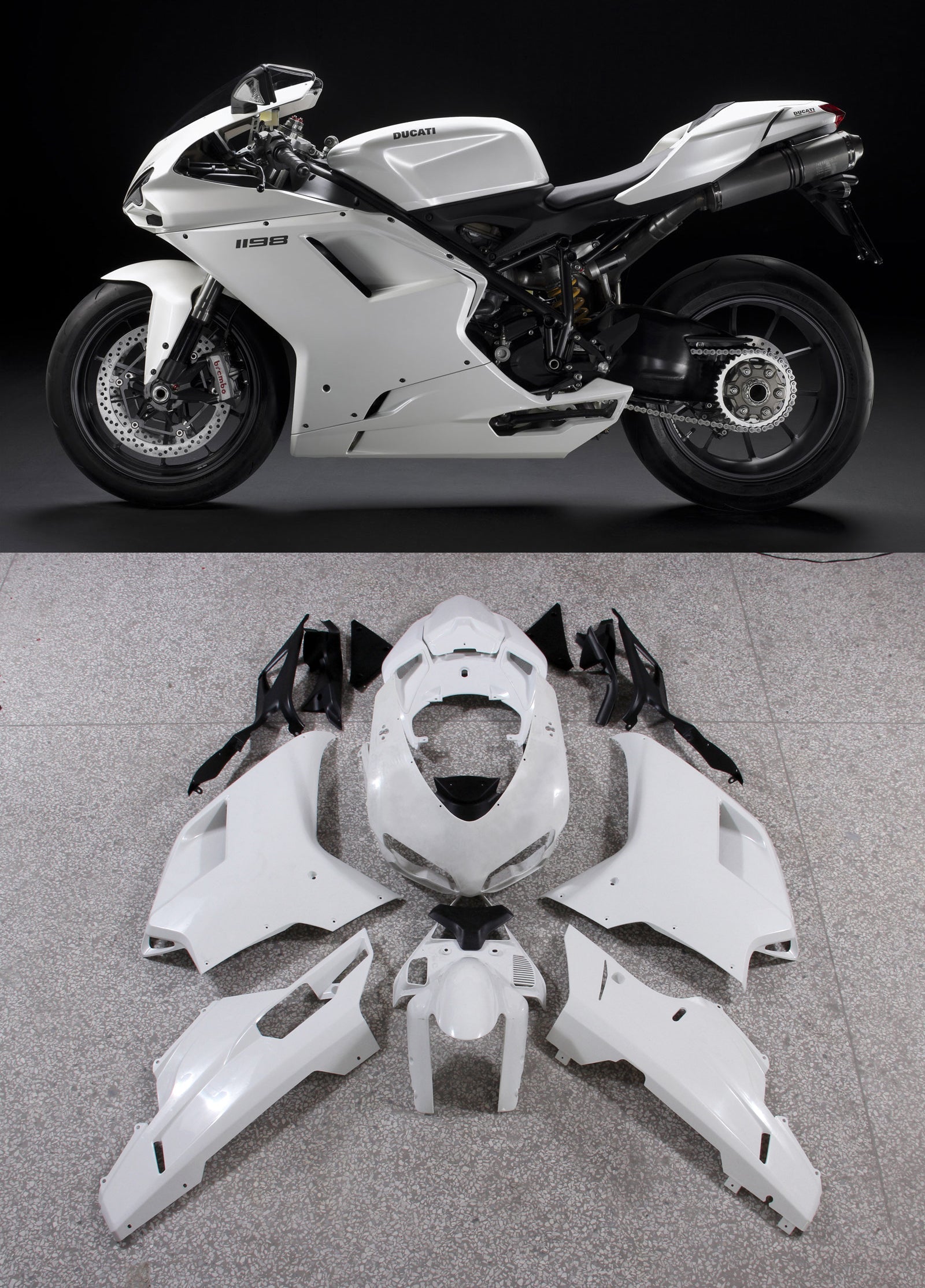 Fairings 2007-2012 Ducati 1098 1198 848 White 1198 Generic