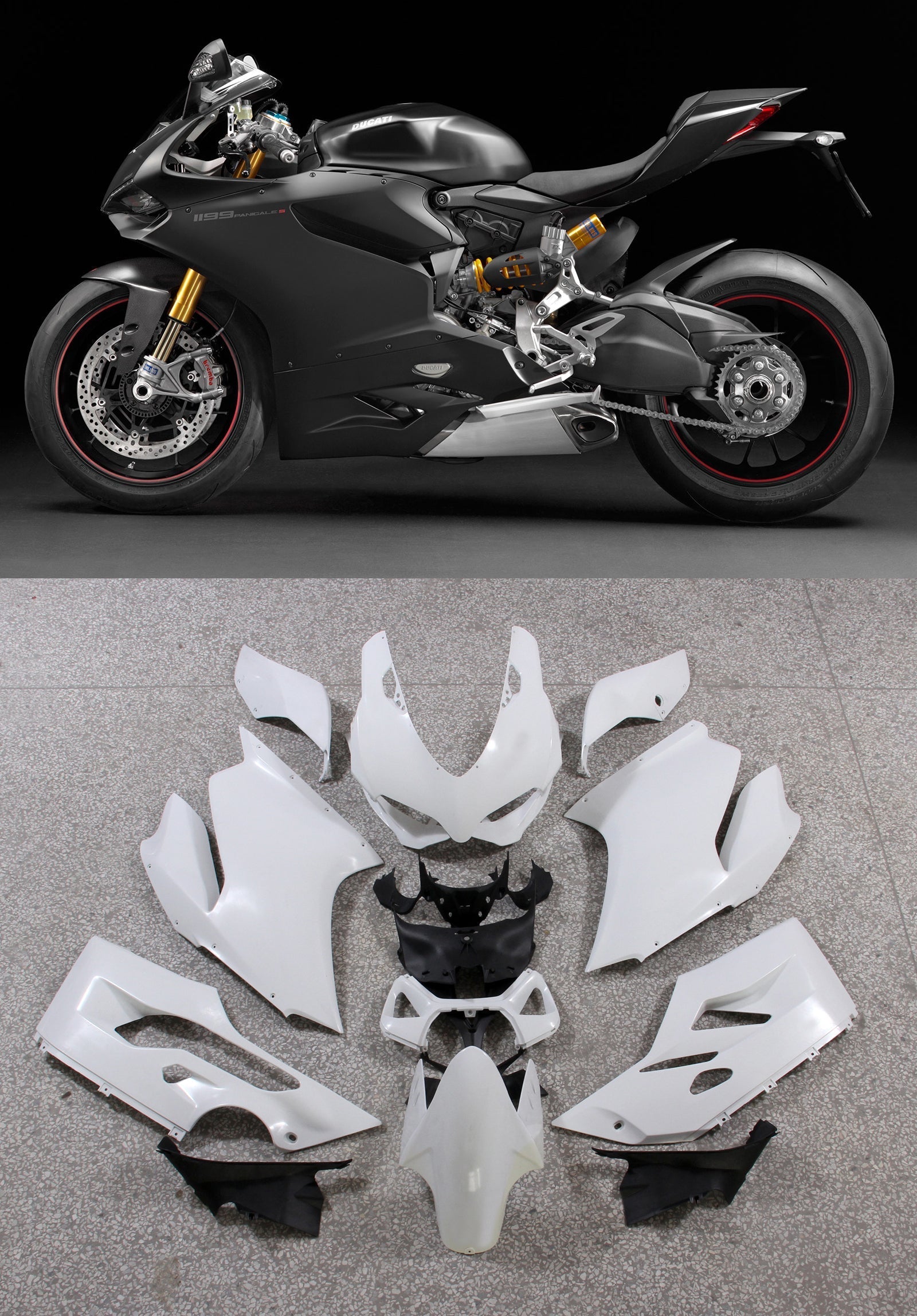 Fairings 2012-2015 Ducati 1199 Panigale Black Matte 1199 Generic