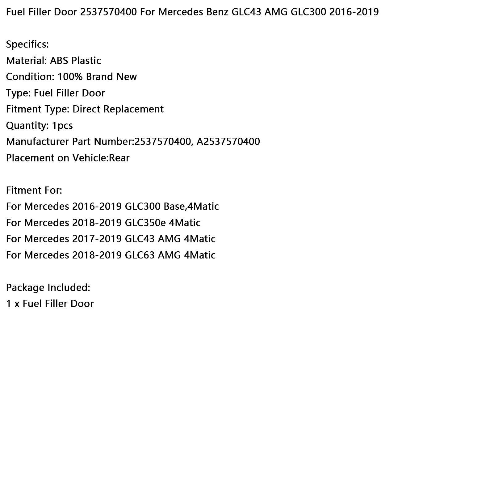 Fuel Filler Door 2537570400 For Mercedes Benz GLC43 AMG GLC300 2016-2019