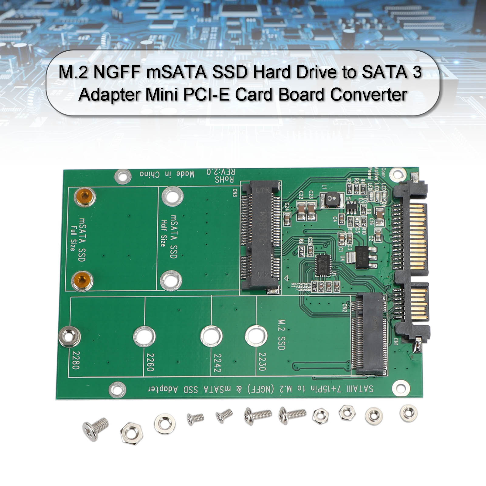 M.2 NGFF mSATA SSD Hard Drive to SATA 3 Adapter PCI-E Card Board Converter