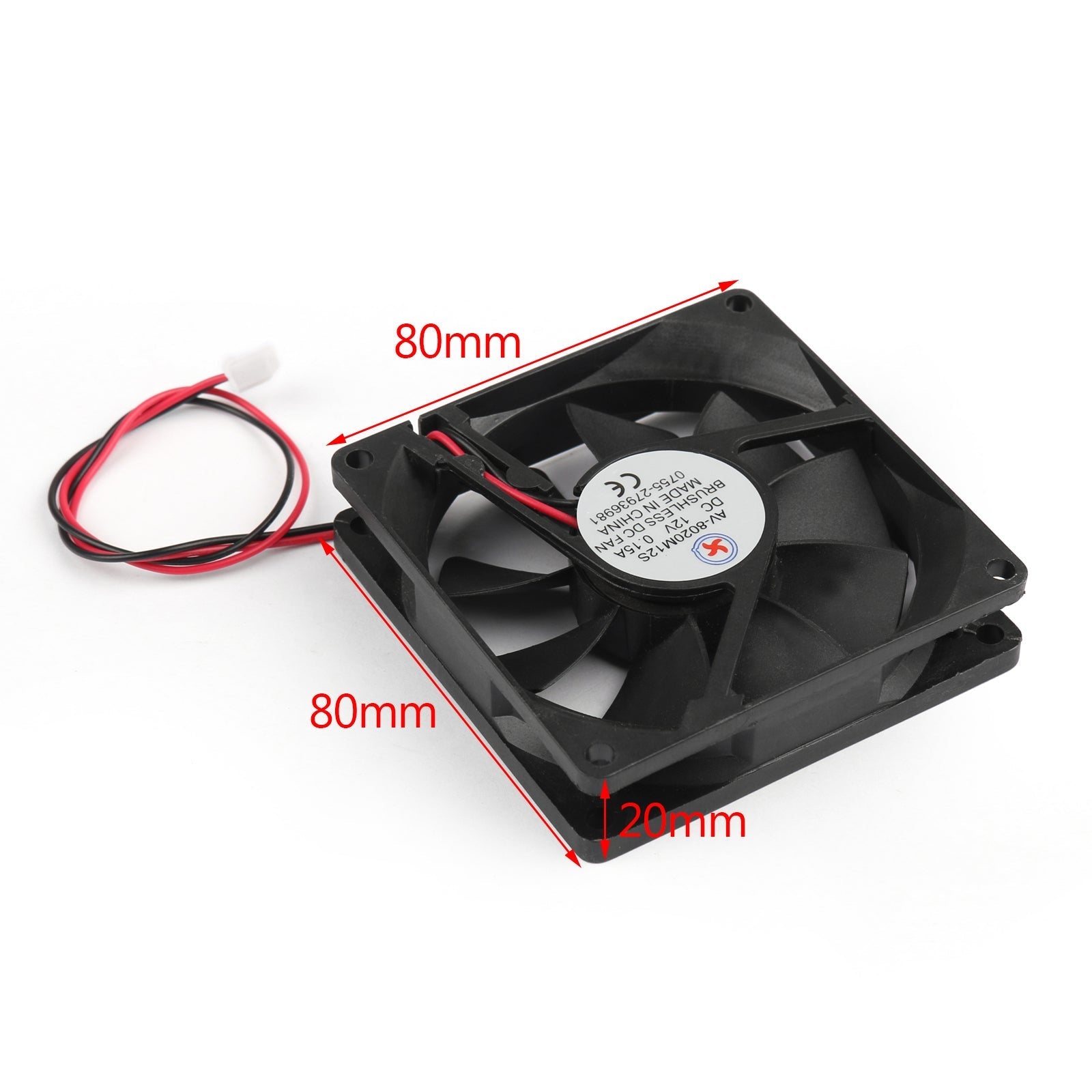 10PCS DC Brushless Cooling PC Computer Fan 12V 8020s 80x80x20mm 0.15A 2 Pin Wire