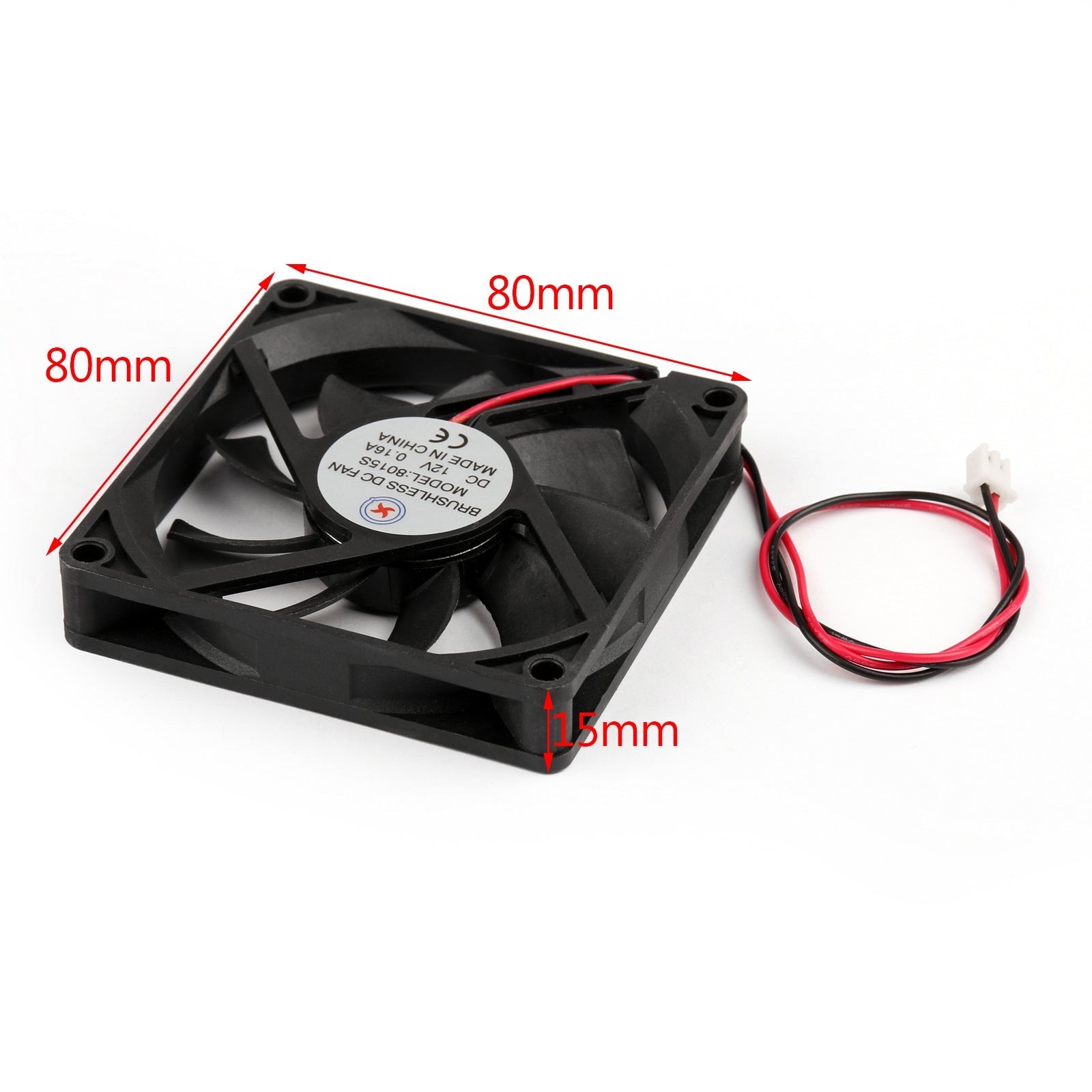 10PCS DC Brushless Cooling PC Computer Fan 12V 8015s 80x80x15mm 0.16A 2 Pin Wire