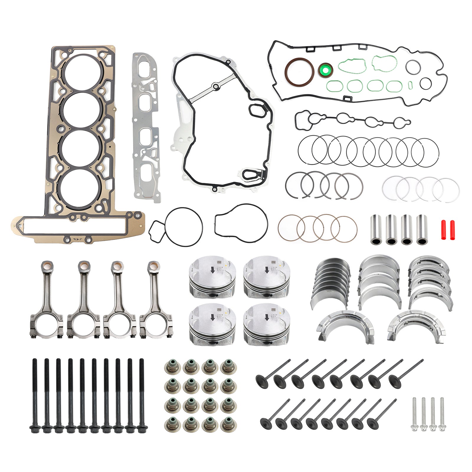 Engine Rebuild Overhaul Pistons Valves Seals Kit for Chevrolet GMC 2.4L