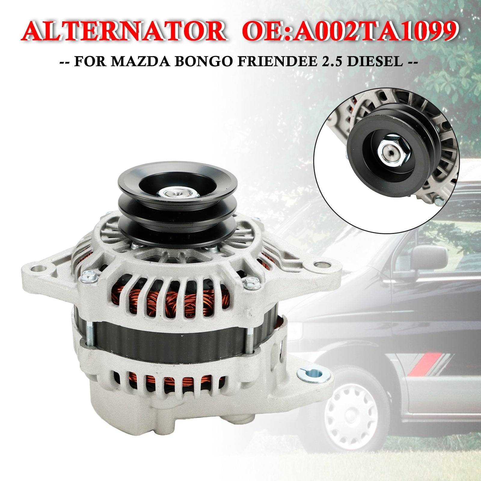 Alternador A002TA1099 para Mazda Bongo Friendee 2.5L diésel 1991-2004