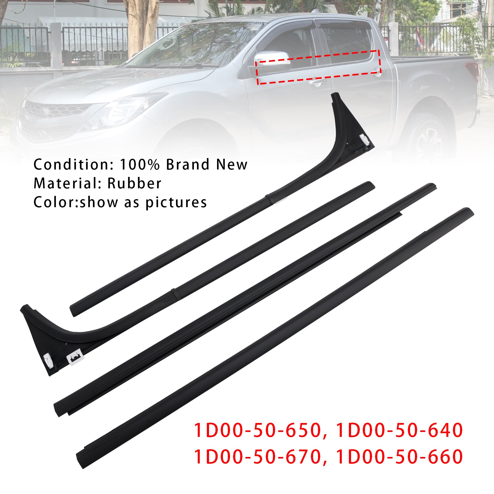 4pcs Inner Outer Weatherstrip Door Belt For Mazda BT-50 Pro Pick Up 2012-2019