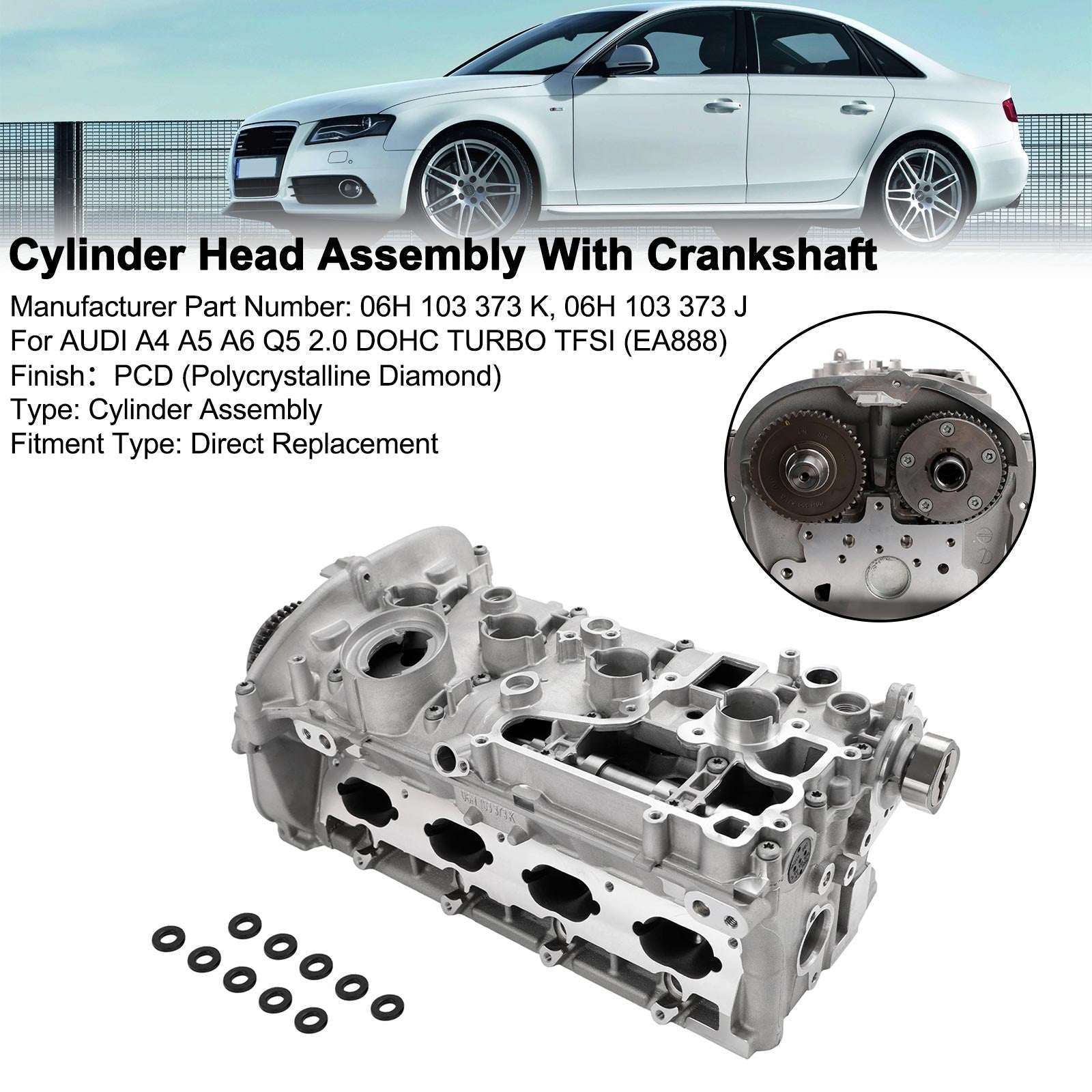 06H103373J Cylinder Head Assembly Crankshaft For AUDI A4 A5 A6 Q5 2.0 DOHC TFSI (EA888)