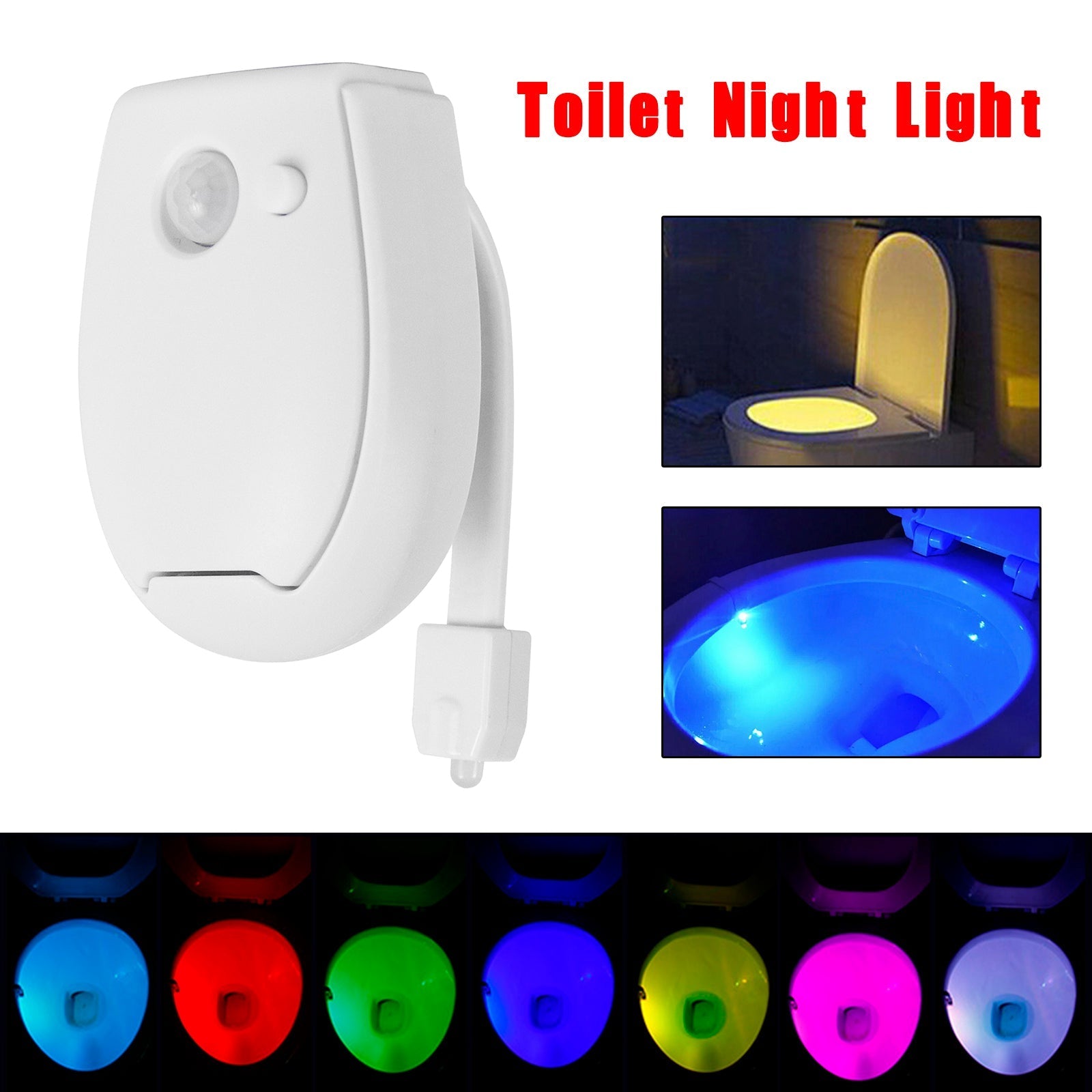 1~3Pcs Toilet Night Light LED Motion Activated Sensor Bathroom Bowl Lamp 8 Color