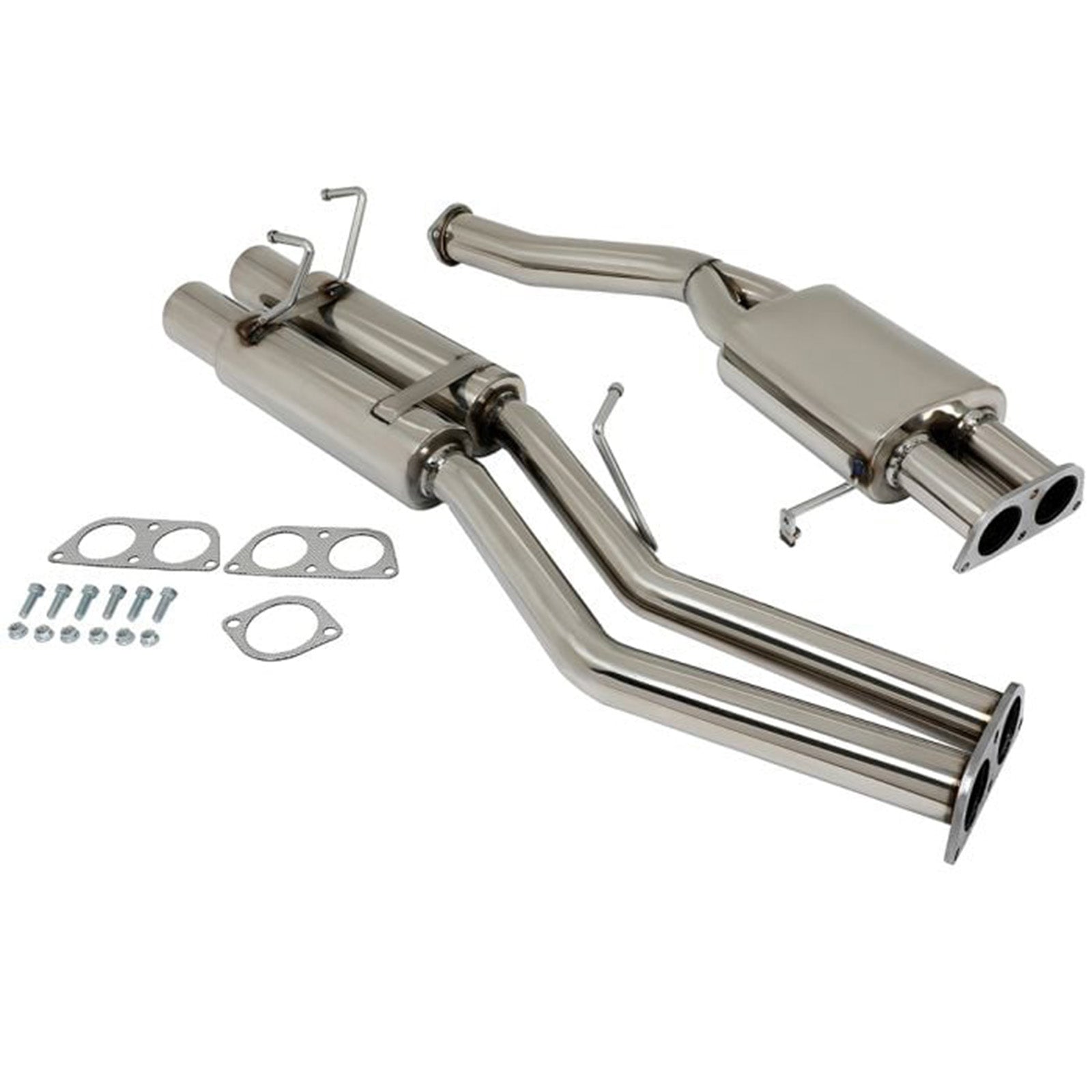 Silenciador de escape Catback con punta doble de 2,4 L y 3,5 pulgadas, sistema de escape de carreras para Nissan 240SX 1989-1994