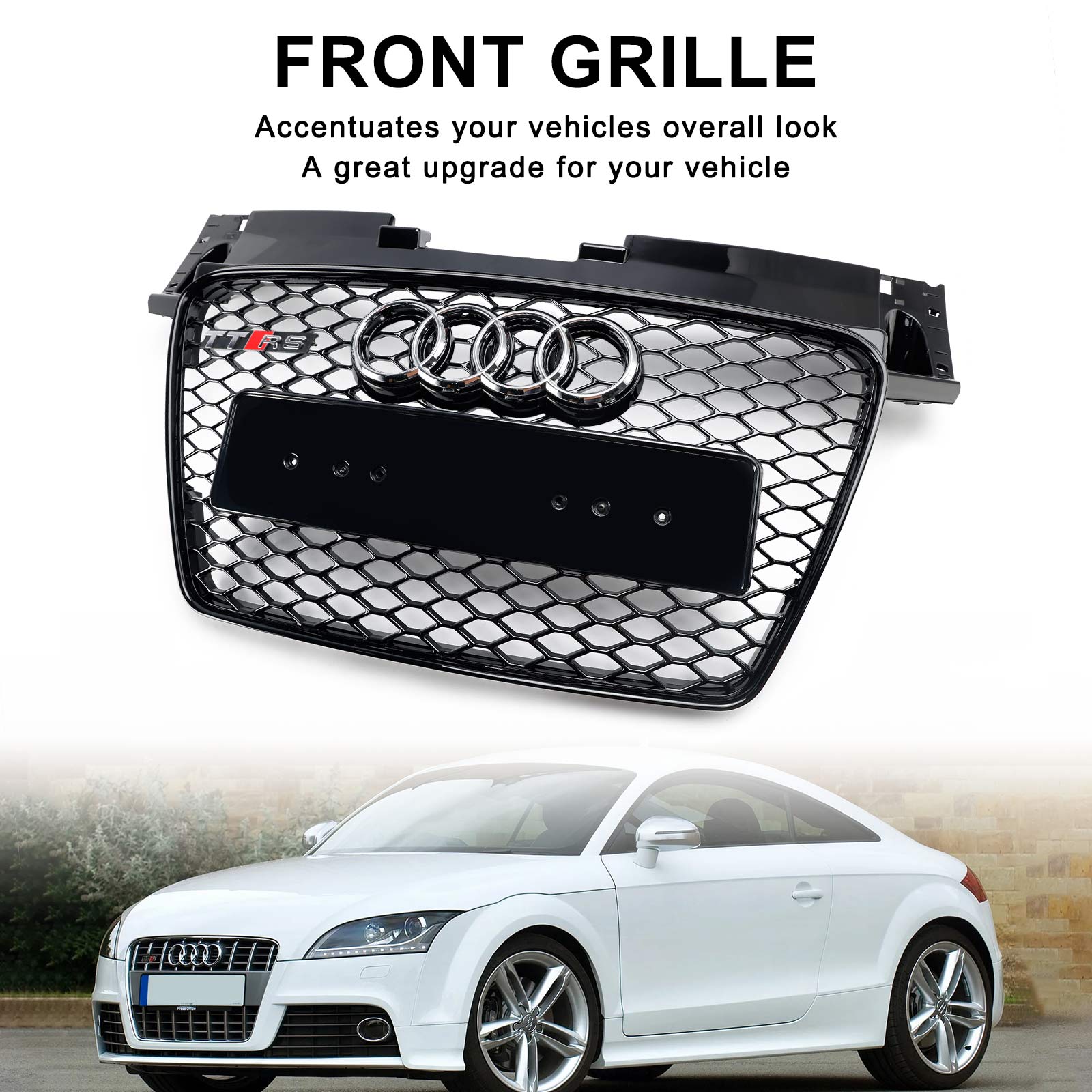 Audi TT TTS 2006-2014 RS Style Front Honeycomb Grille Grill Gloss Black