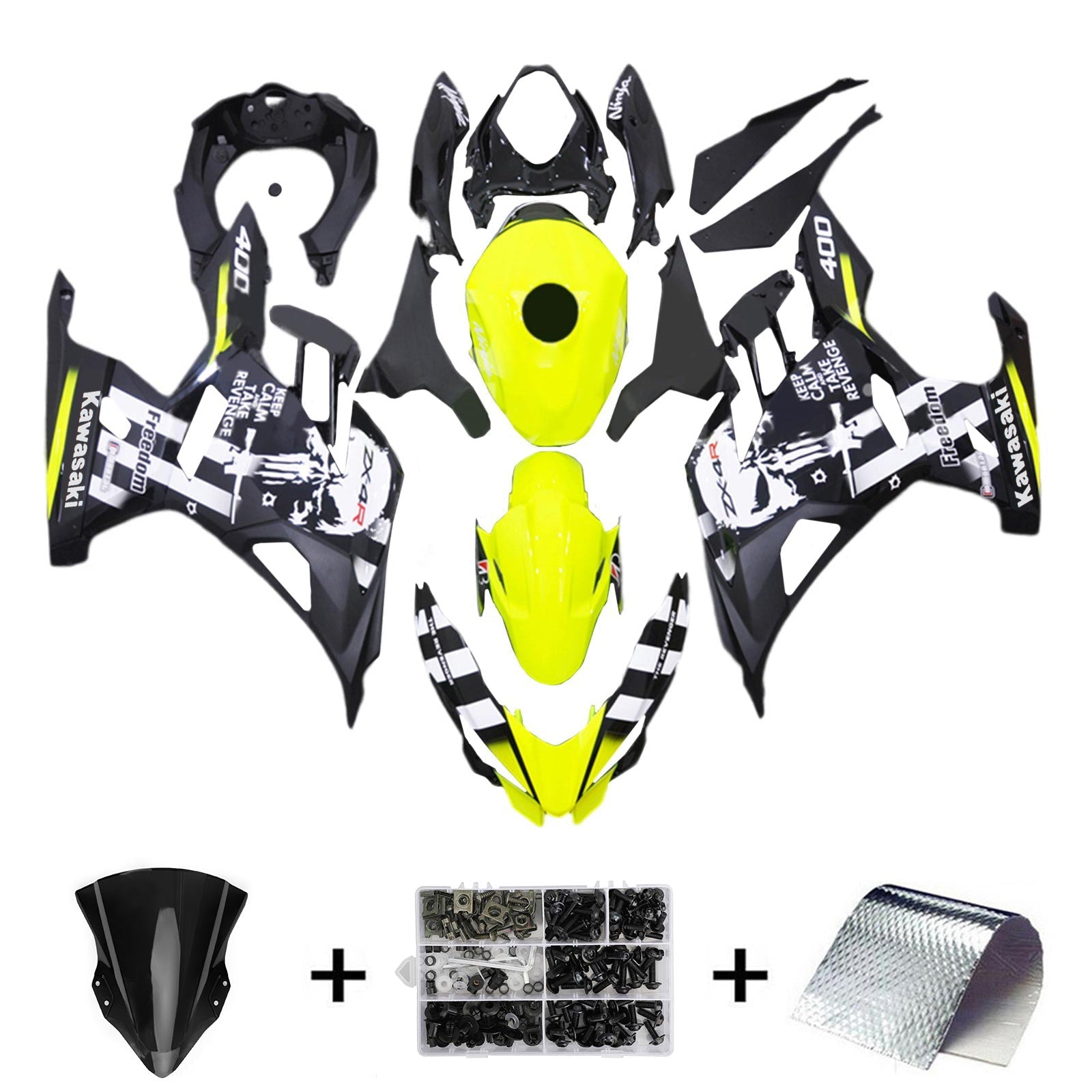 Amotopart Kawasaki EX400 Ninja400 2018-2024 Fairing Kit Bodywork Plastic ABS