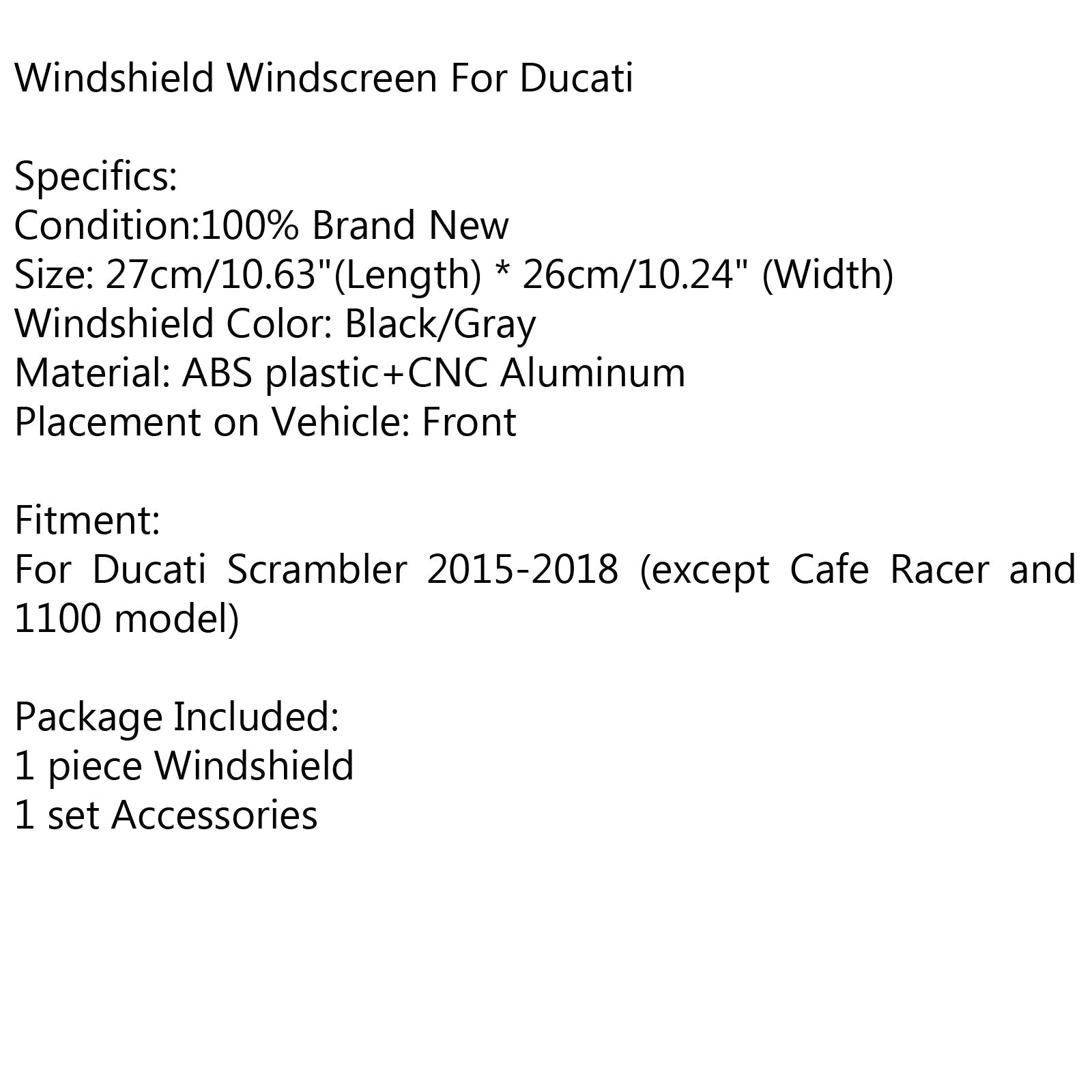 Protección contra defectos de viento del parabrisas para Ducati Scrambler Silver Generic 15-2018