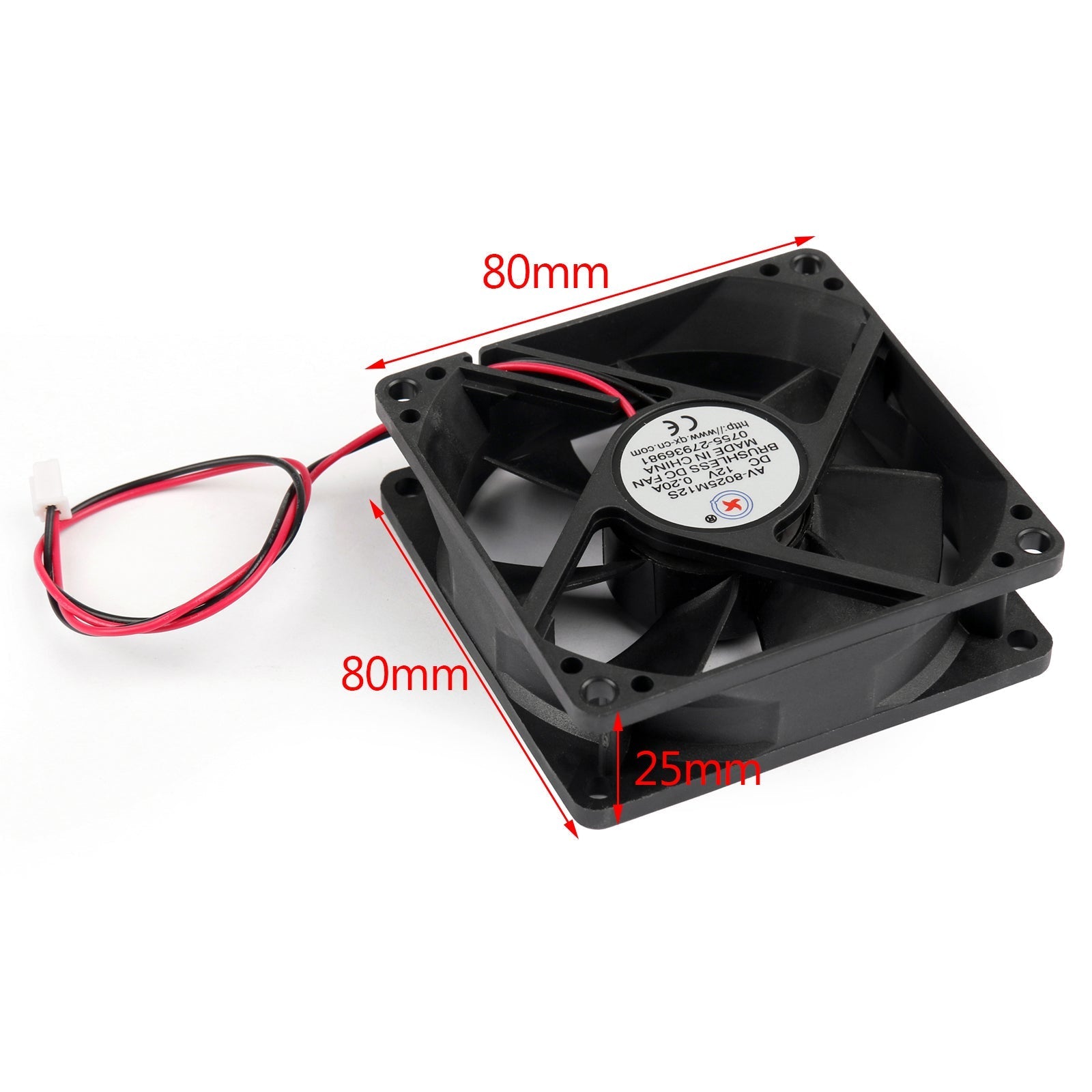 10PCS DC Brushless Cooling PC Computer Fan 12V 8025s 80x80x25mm 0.2A 2 Pin Wire