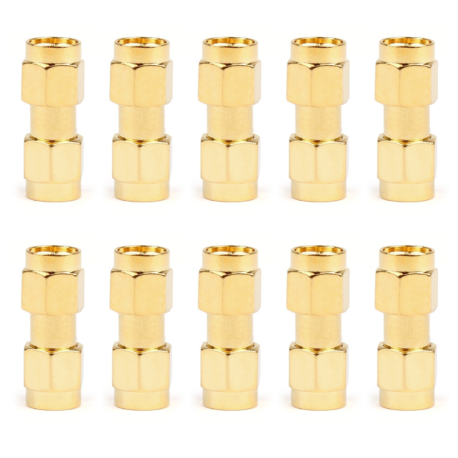 10PCS SMA Male To SMA Male Plug RF Connector Adapter Coupler Straight Type CA Market