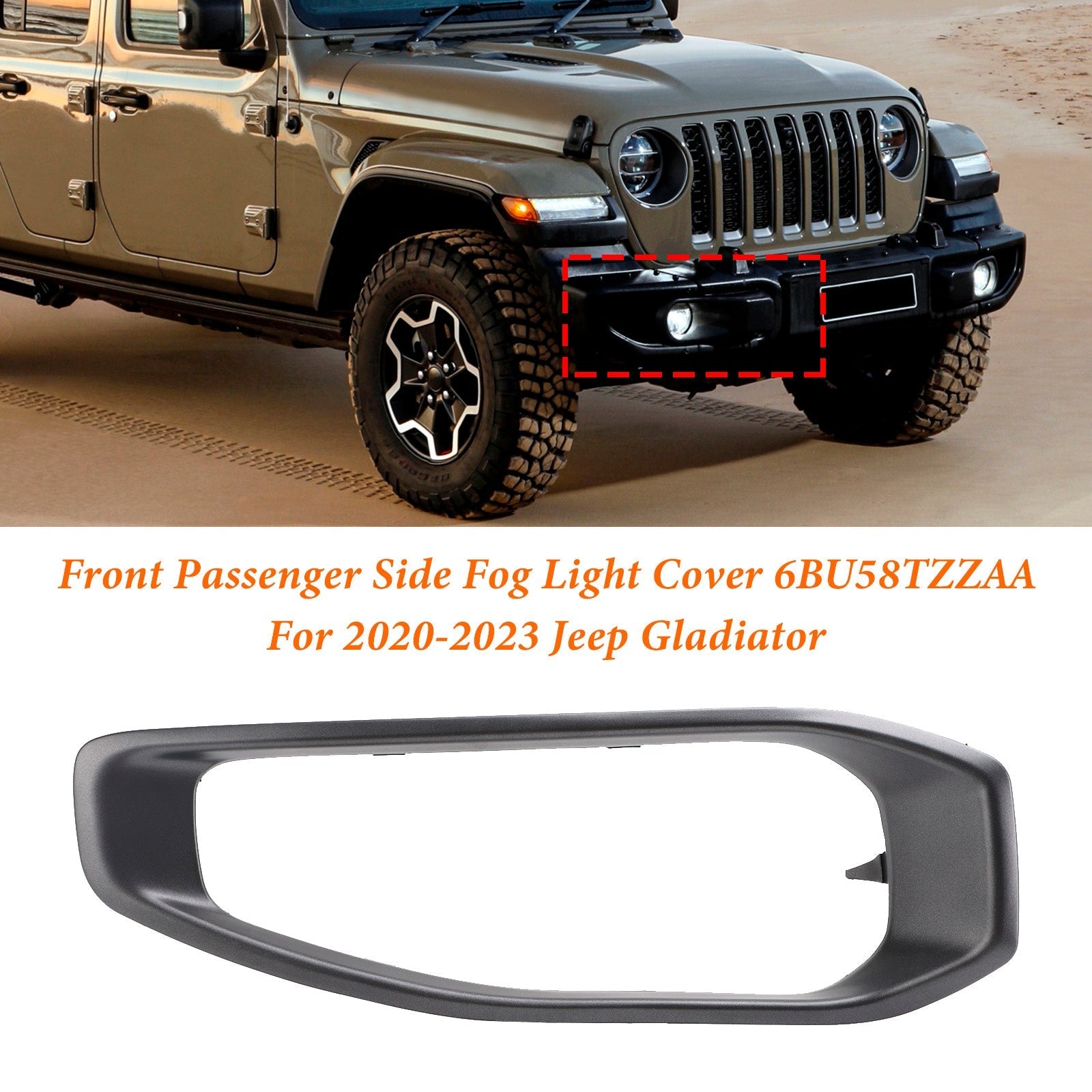 Jeep Gladiator 2020-2023 Front Passenger Side Fog Light Trim 6BU58TZZAA