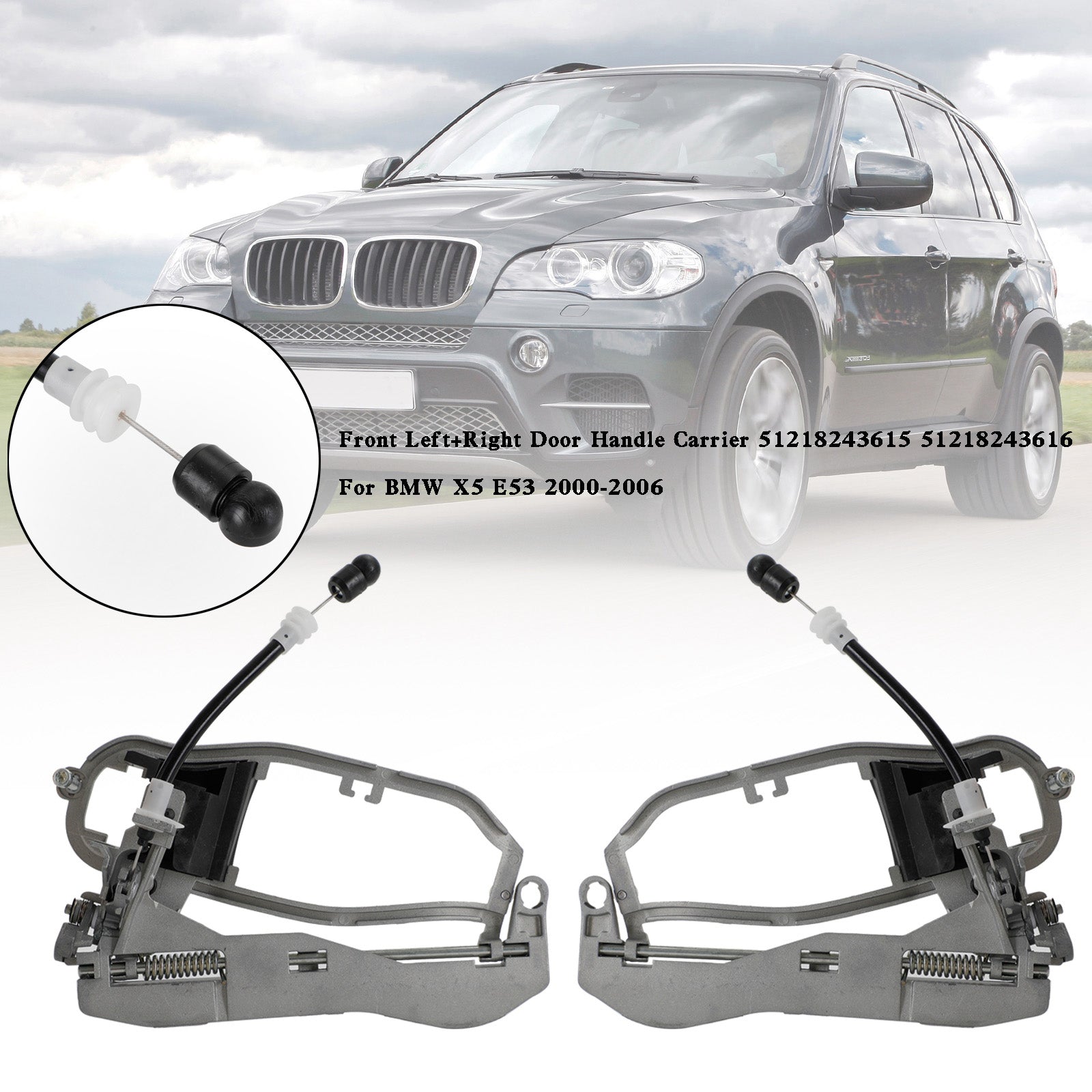 BMW X5 E53 00-06 Portador de manija de puerta delantera izquierda derecha 51218243615/16