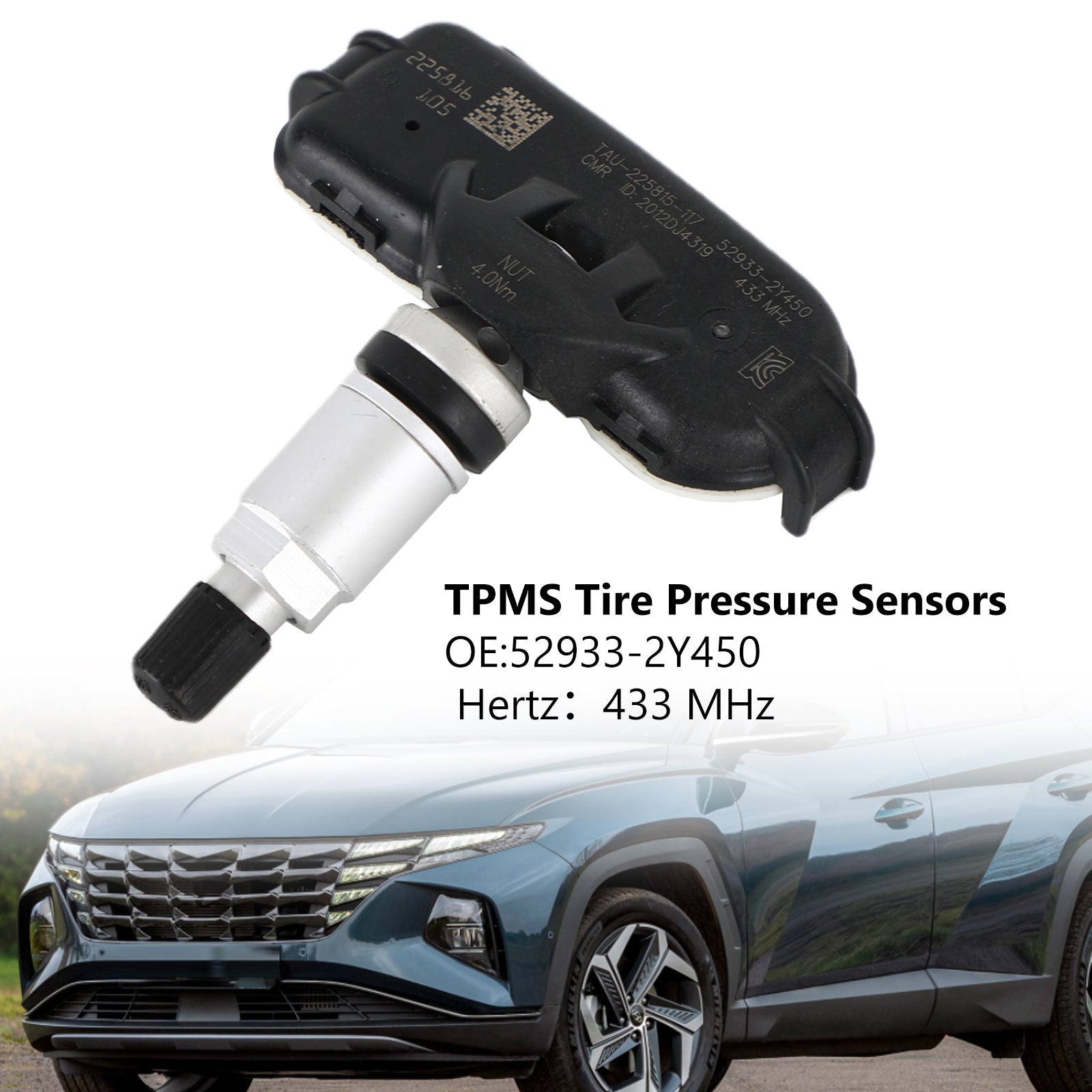 1x Sensor de presión de neumáticos TPMS 52933-2Y450 para Hyundai ix35 Tucson genérico