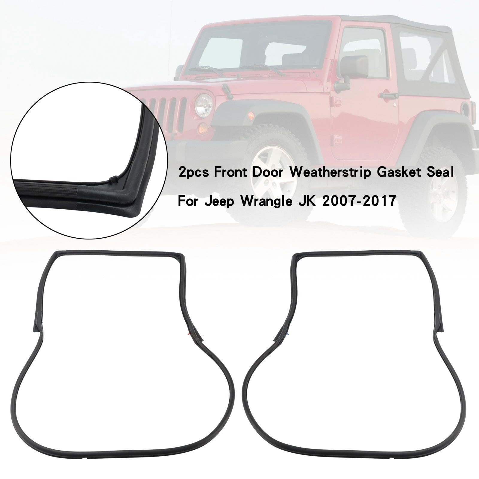 Jeep Wrangle JK 2007-2017 2 piezas junta de burlete para puerta delantera