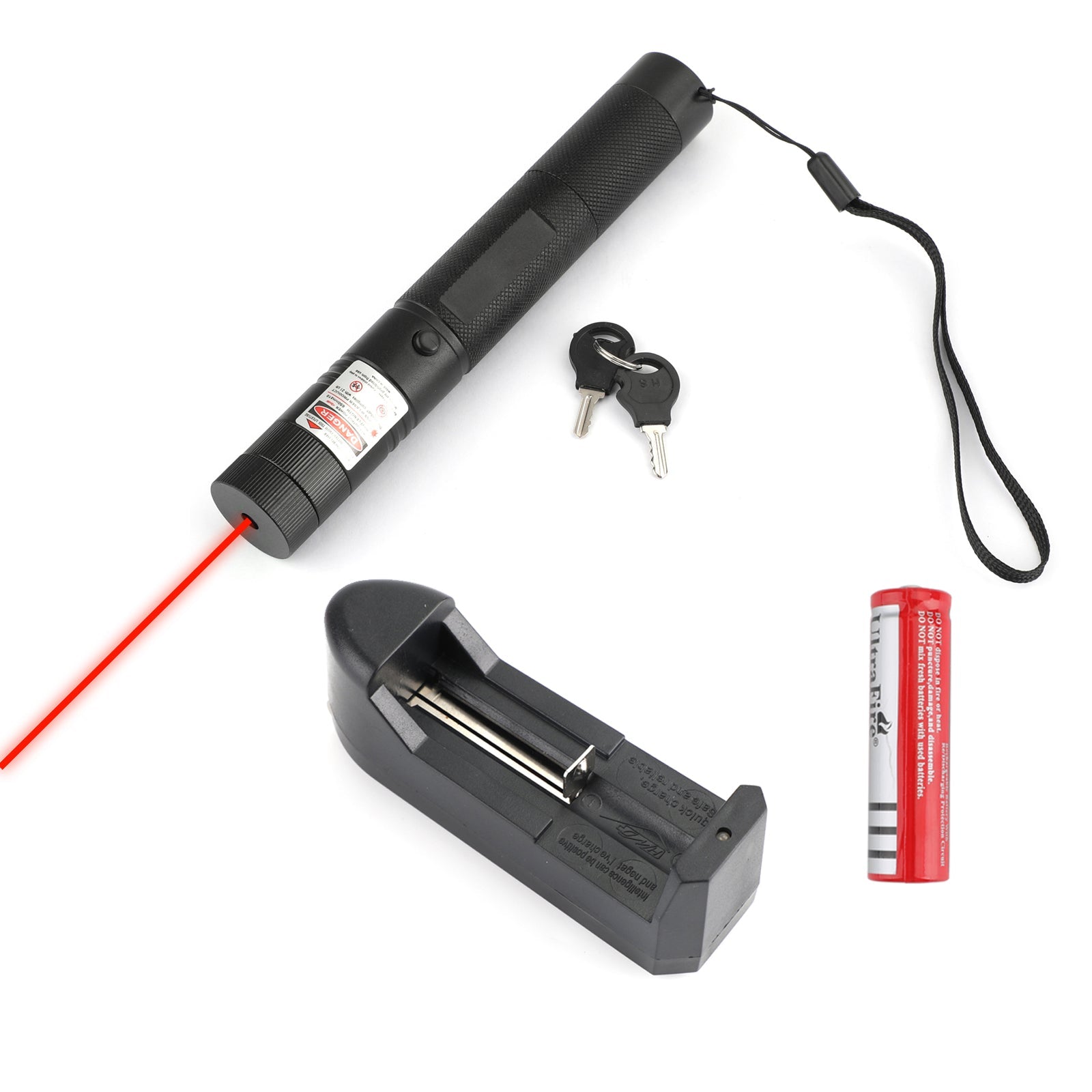 650nm Red Laser Pointer Pen Visible Beam Light Lazer + 18650 + Charger