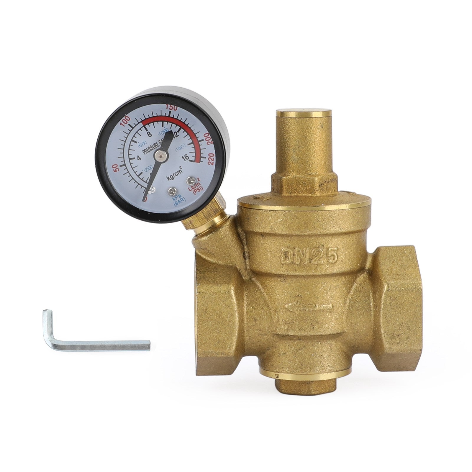 DN25 1" Brass Adjustable Water Pressure Reducing Regulator Valves With Gauge