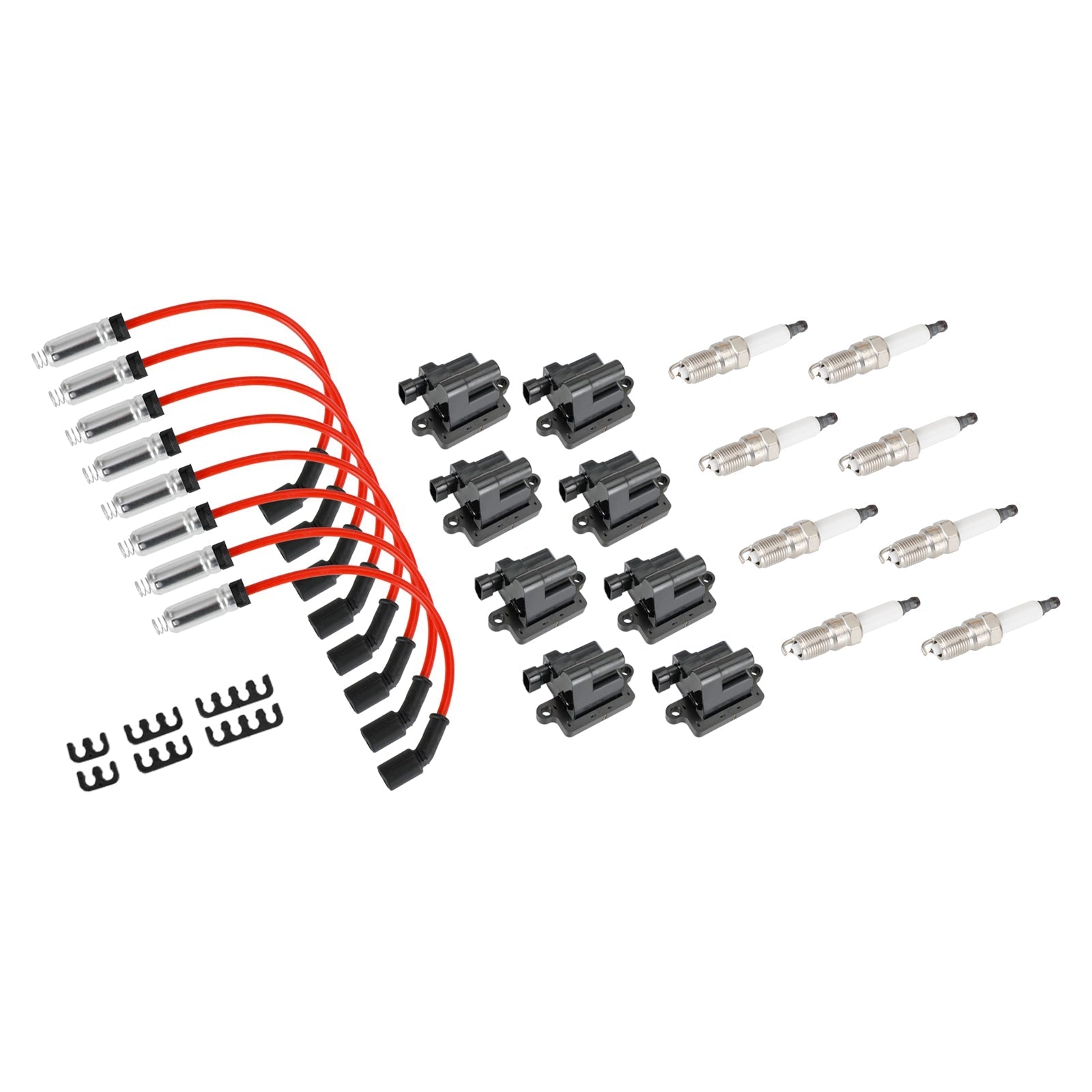 2003-2004 Chevrolet Express 3500 Sonora SSR Trailblazer GMC Envoy 8 Pack Square Ignition Coil & Spark Plug Wire