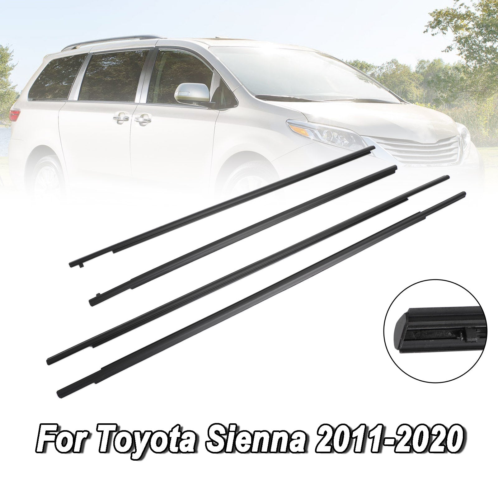 Moldura de correa de sellado burlete para ventanilla de coche Toyota Sienna 2011-2020