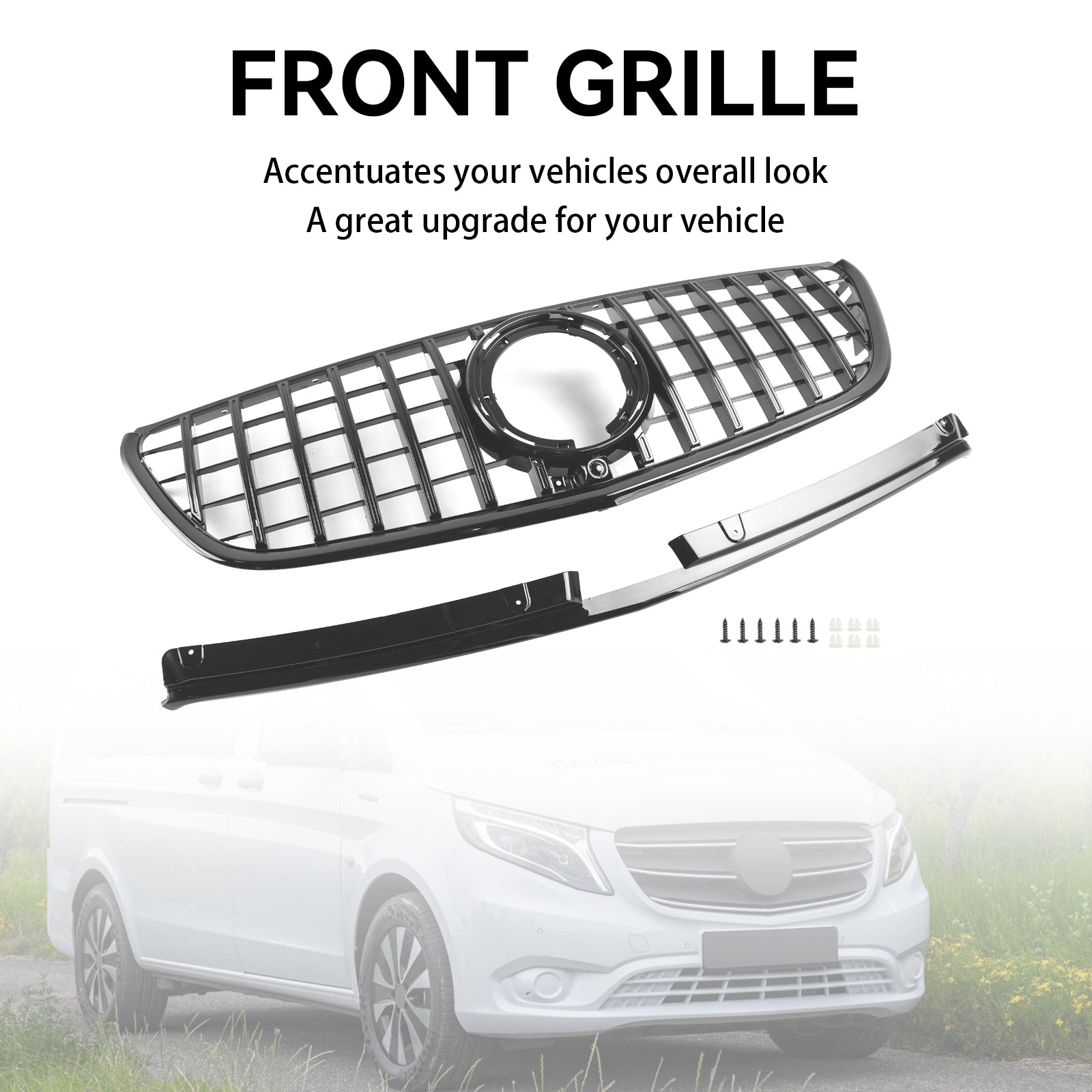 Black Front Grille Grill Fit Mercedes benz vito W447 2020-2023 Facelift