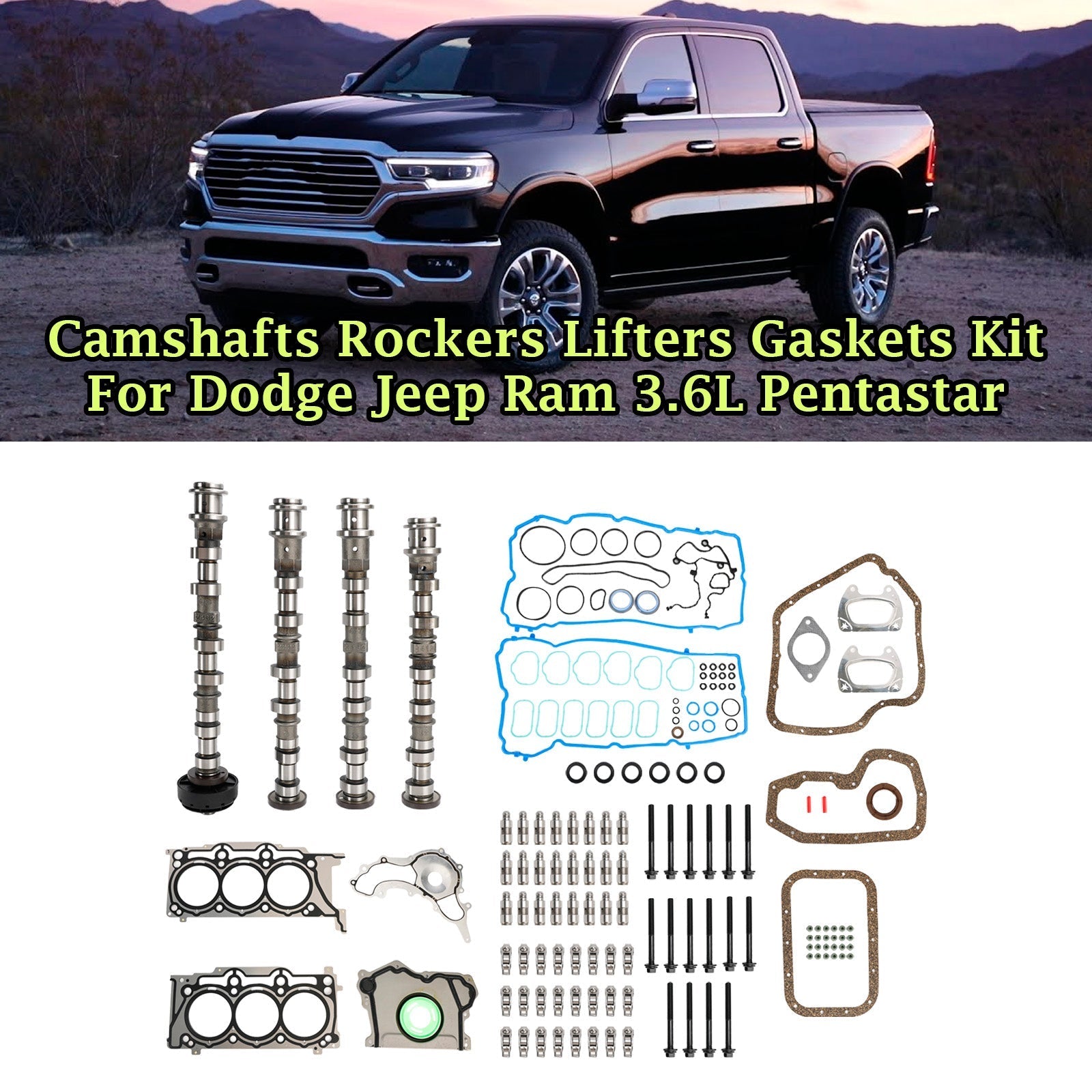 Dodge Avenger 3.6L V6 2011-2014 Camshafts Rockers Lifters Gaskets Kit 5184380AG 5184378AG 5184296AH 5184332AA 5184595AE