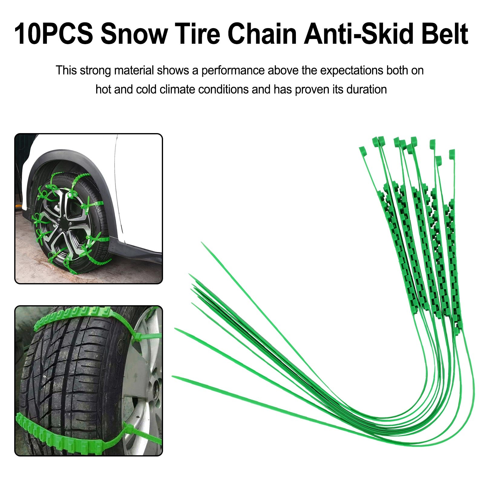 10PCS Snow Tire Chain Anti-Skid Belt For Car Truck SUV Emergency Winter Driving Generic