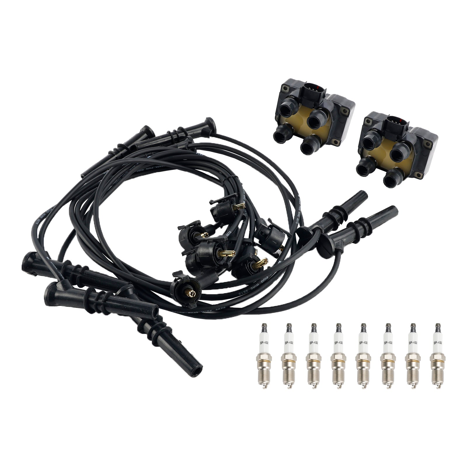 1997-1999 Ford E-150 Econoline Expedition F-250 V8 4.6L 2 Ignition Coil Pack 8 Spark Plugs and Wire Set FD487 SP432