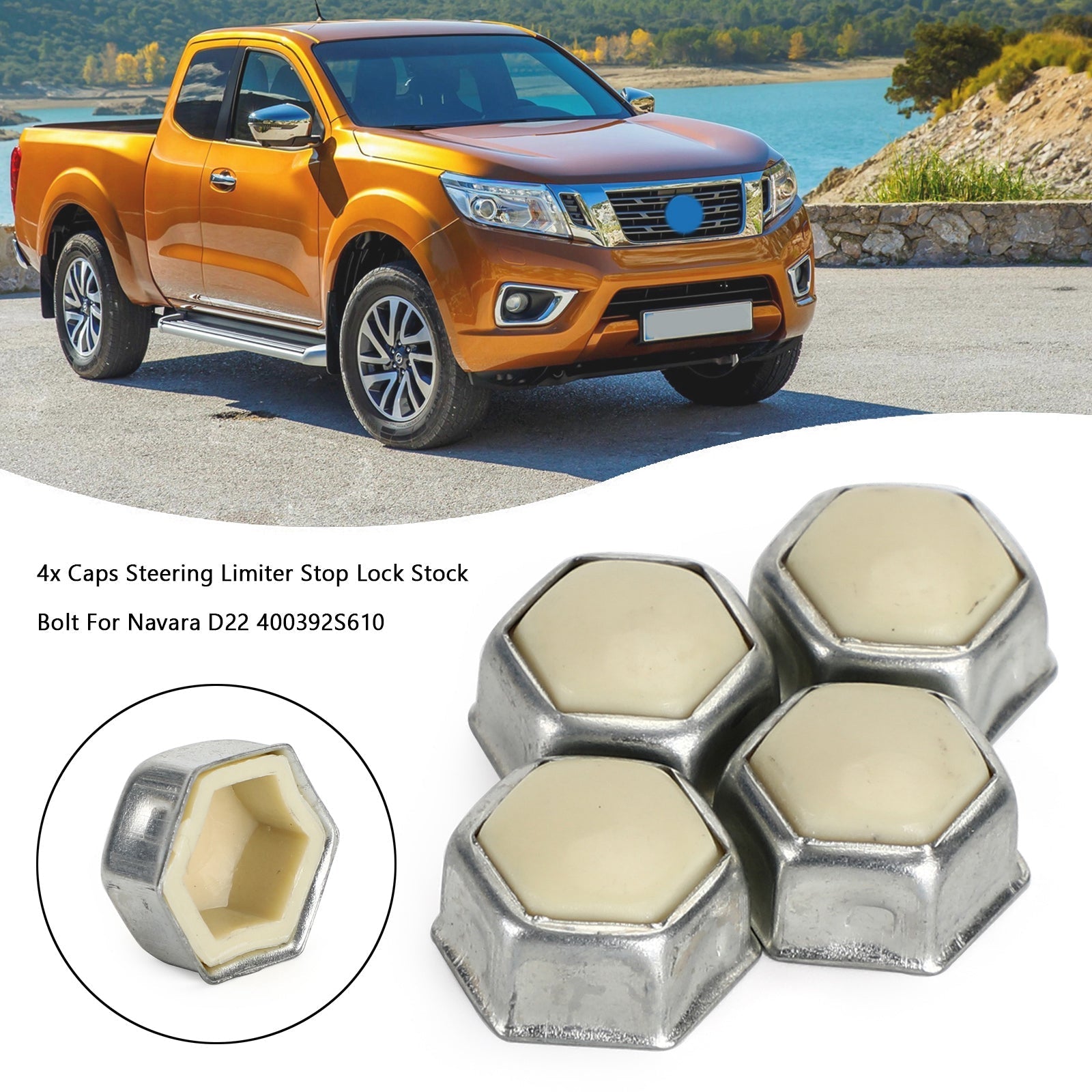 4x tapas limitador de dirección bloqueo de tope perno de stock para Navara D22 400392S610 genérico