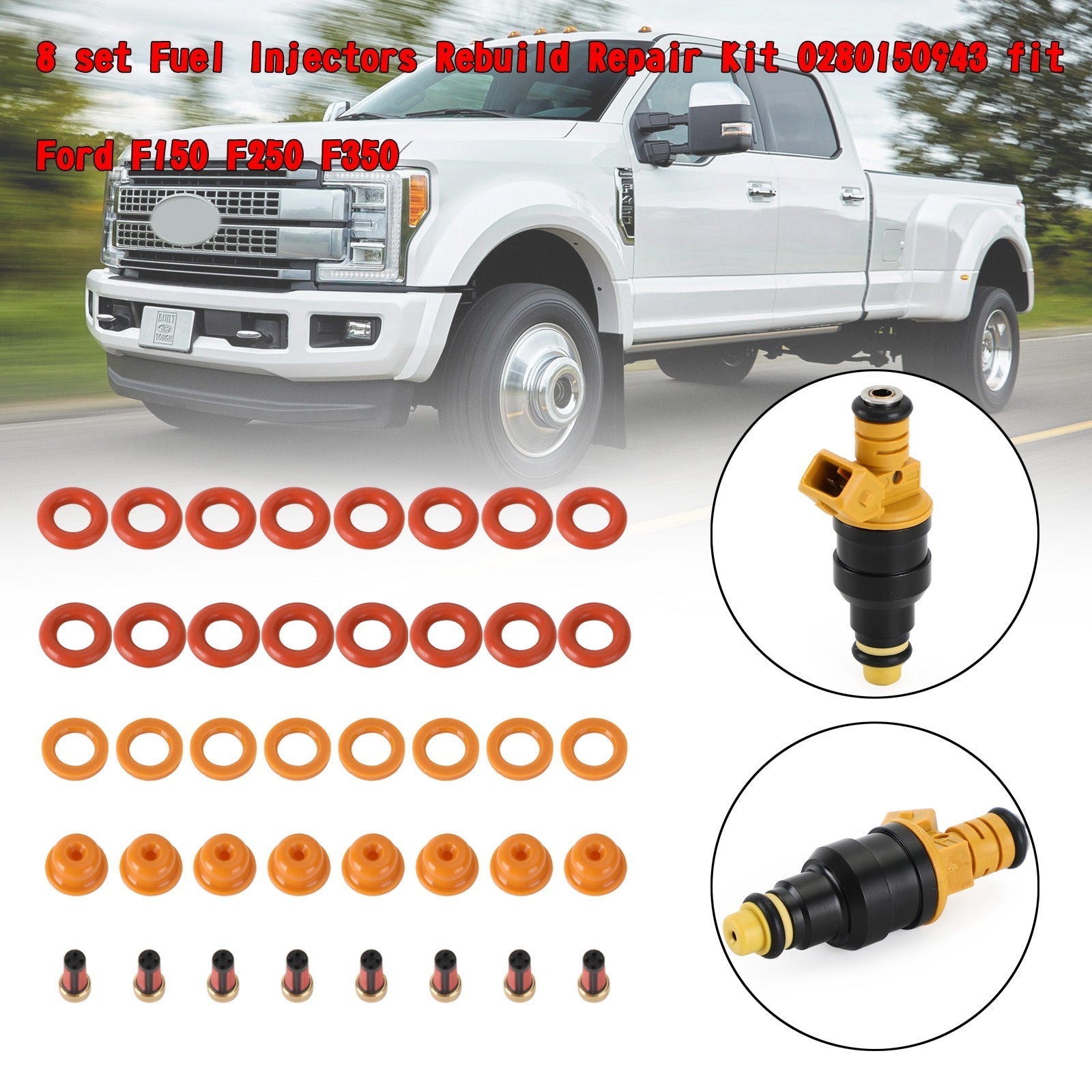 8 set Fuel Injectors Rebuild Repair Kit 0280150943 fit Ford F150 F250 F350 Generic