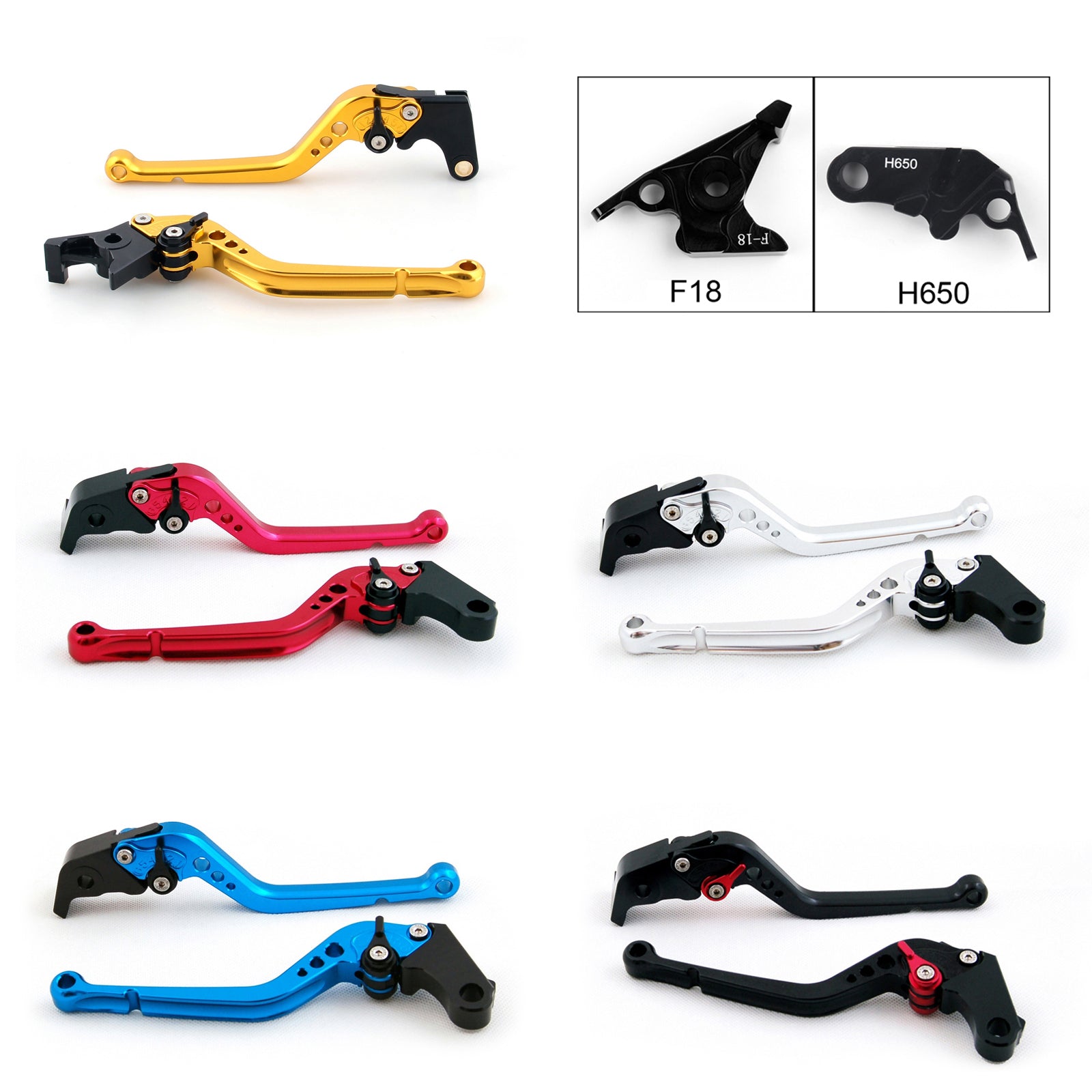 Long Brake Clutch Levers For Honda CBR650F/CB650F 2014-2015 (F-18/H-65) Black Generic