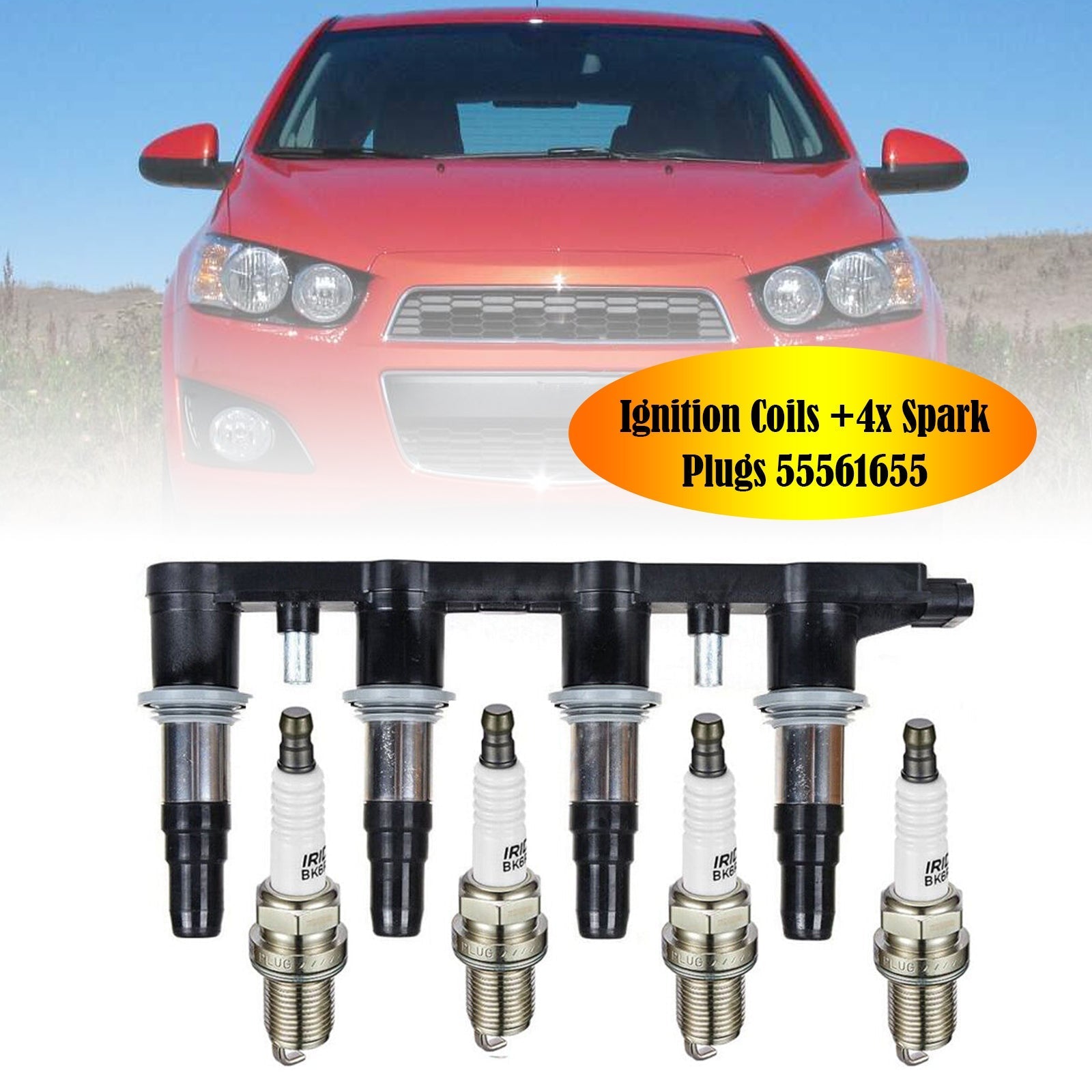 Pontiac G3 1.6L 2009-2010 / Pontiac G3 Wave 1.6L 2009 1x Ignition Coils +4x Spark Plugs 55561655