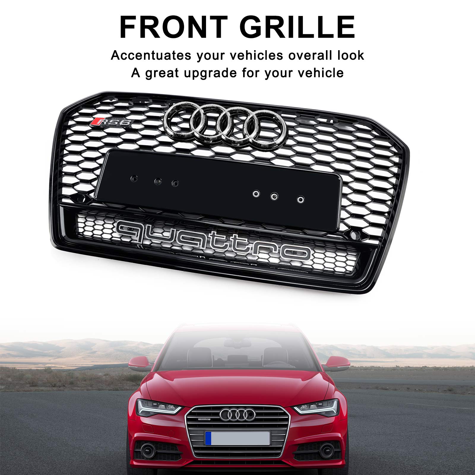 Audi A6 S6 C7 2016-2018  RS6 Style Honeycomb Mesh Front Grill Grille Black