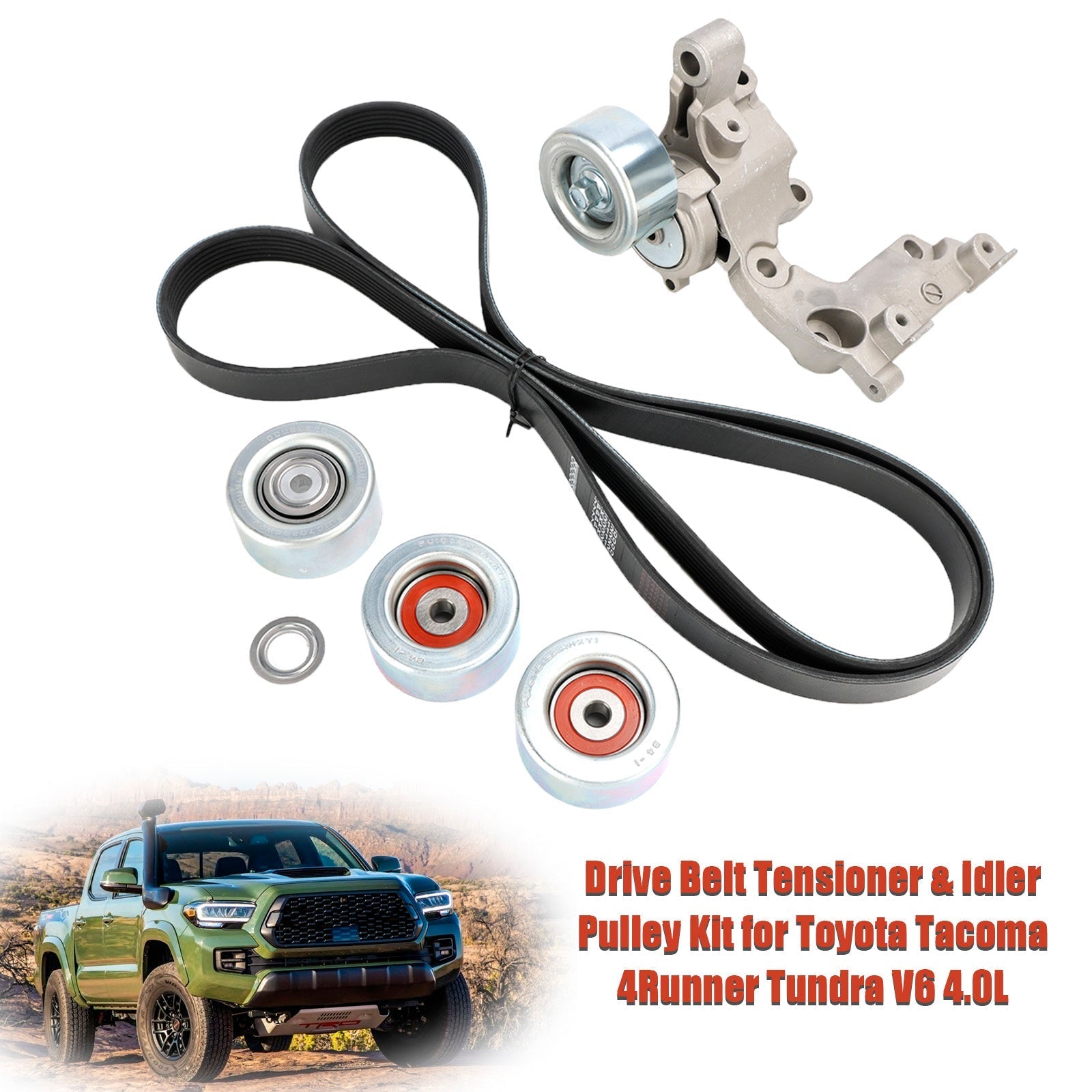 2007-2009 Toyota FJ Cruiser V6 4.0L with 1GRFE Engines Drive Belt Tensioner & Idler Pulley Kit