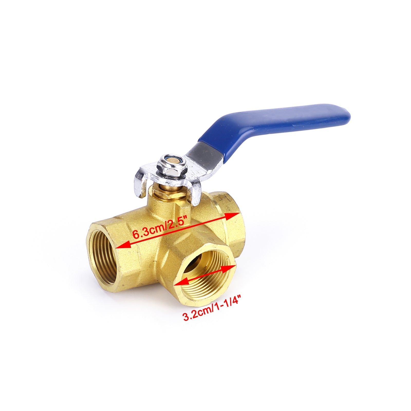 3-Way Ball Valve Female L Port Lever Handle 3/4" NPT Made Of Forged Brass