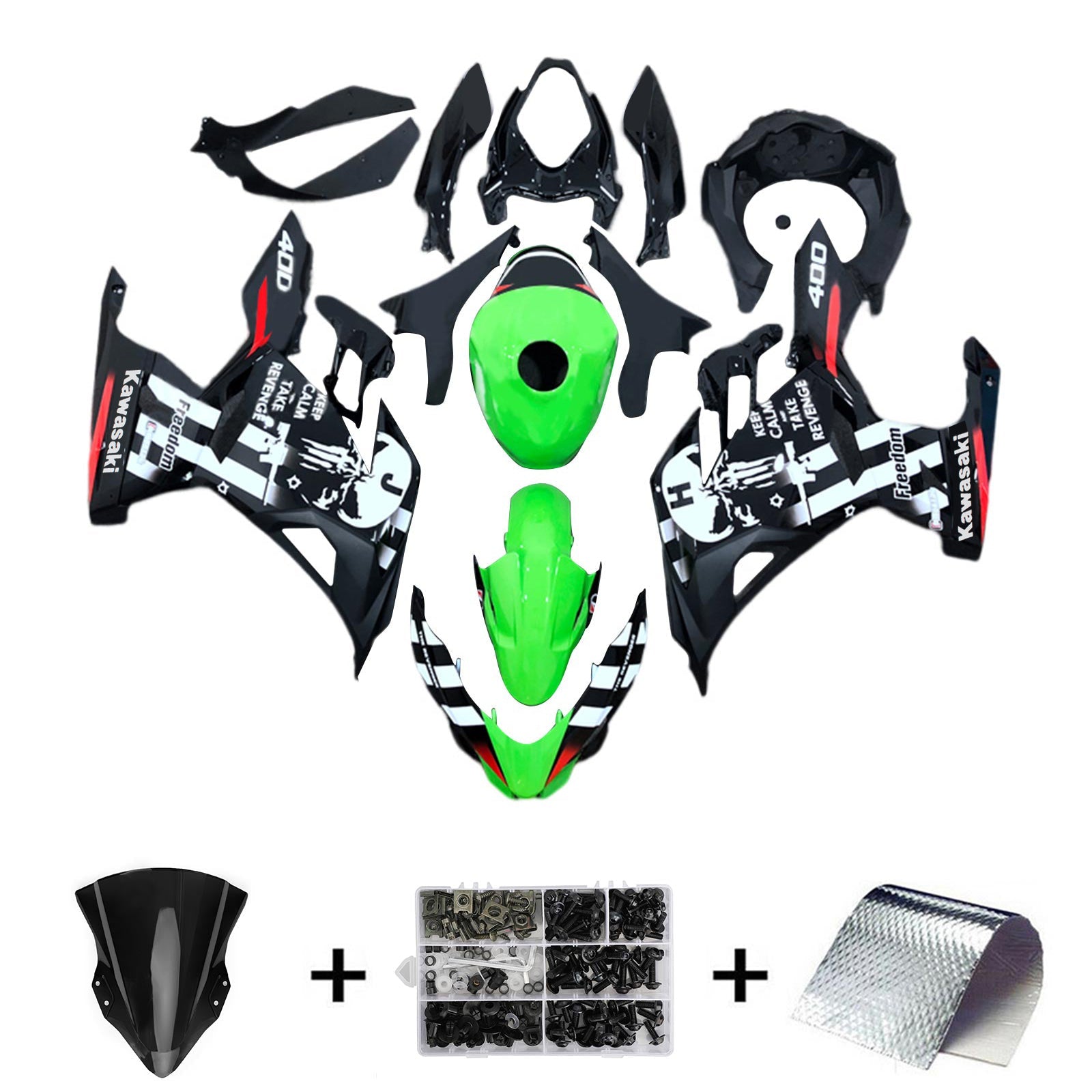 Amotopart Kawasaki EX400 Ninja400 2018-2024 Fairing Kit Bodywork Plastic ABS