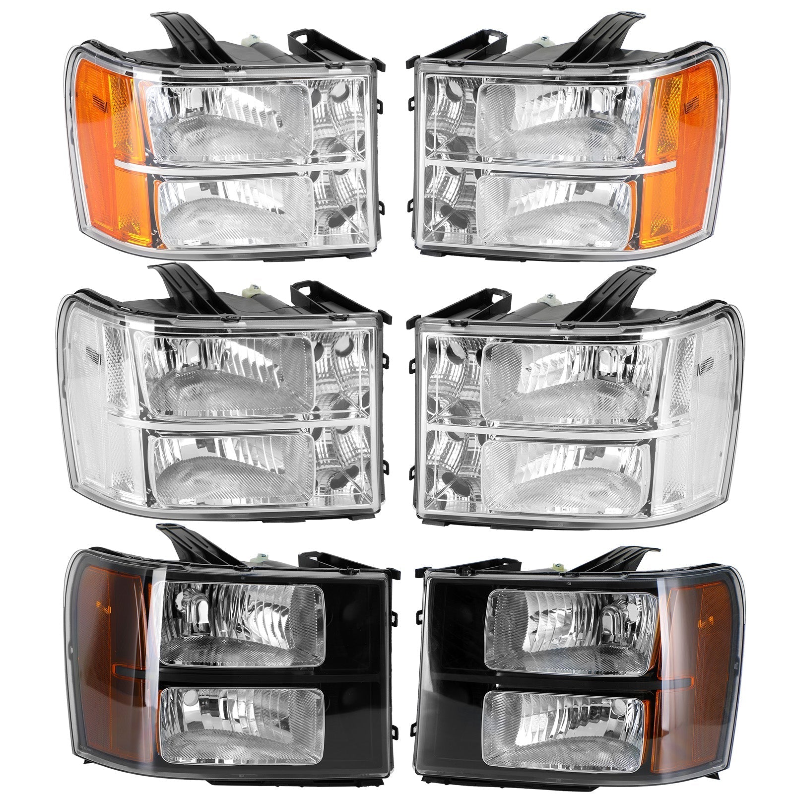 Side Headlights/Lamp Assembly For GMC Sierra 1500 2500HD 3500HD 2007-2014 Generic