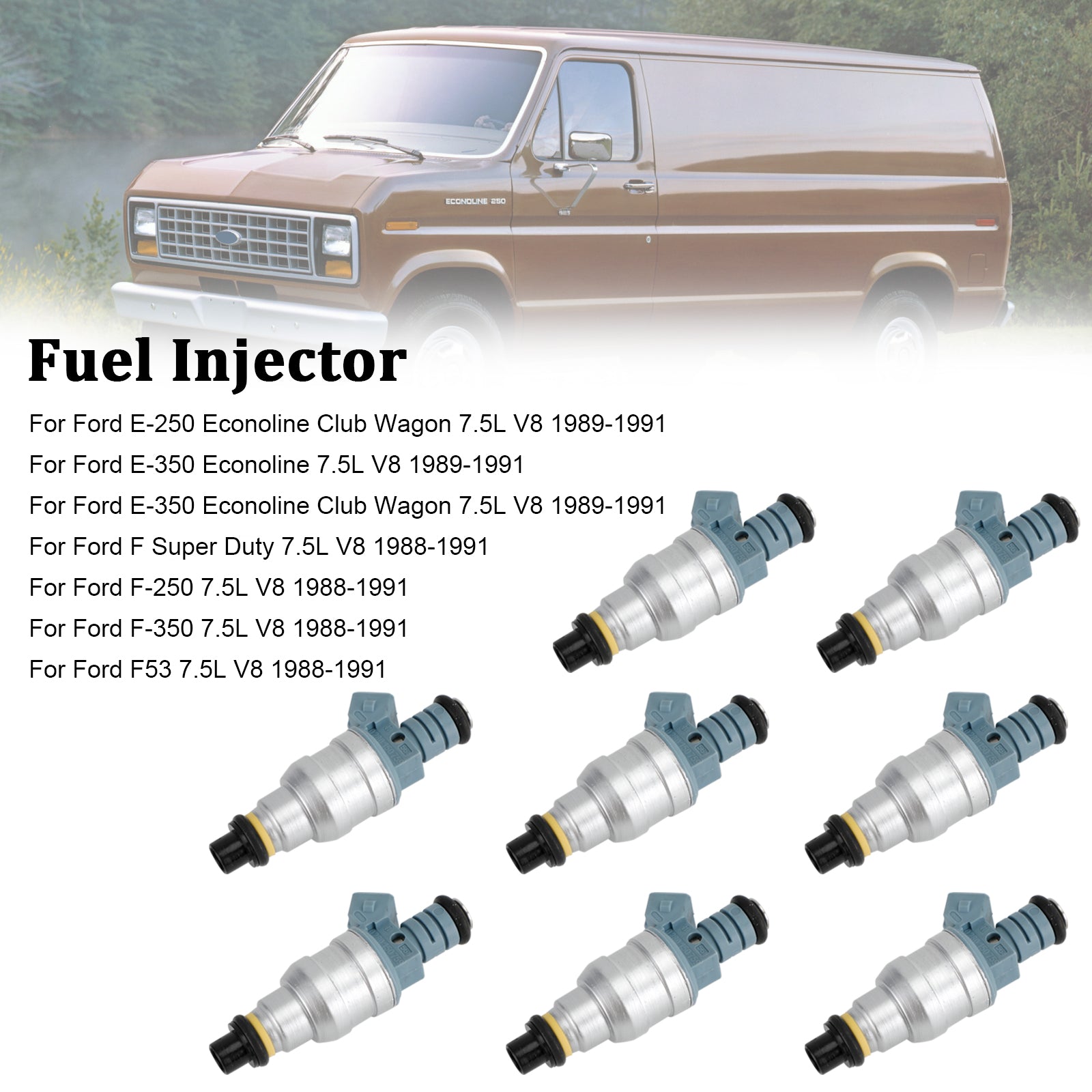 1988-1991 Ford E-250 E-350 7.5L V8 822-11120 8 inyectores de combustible 0280150759