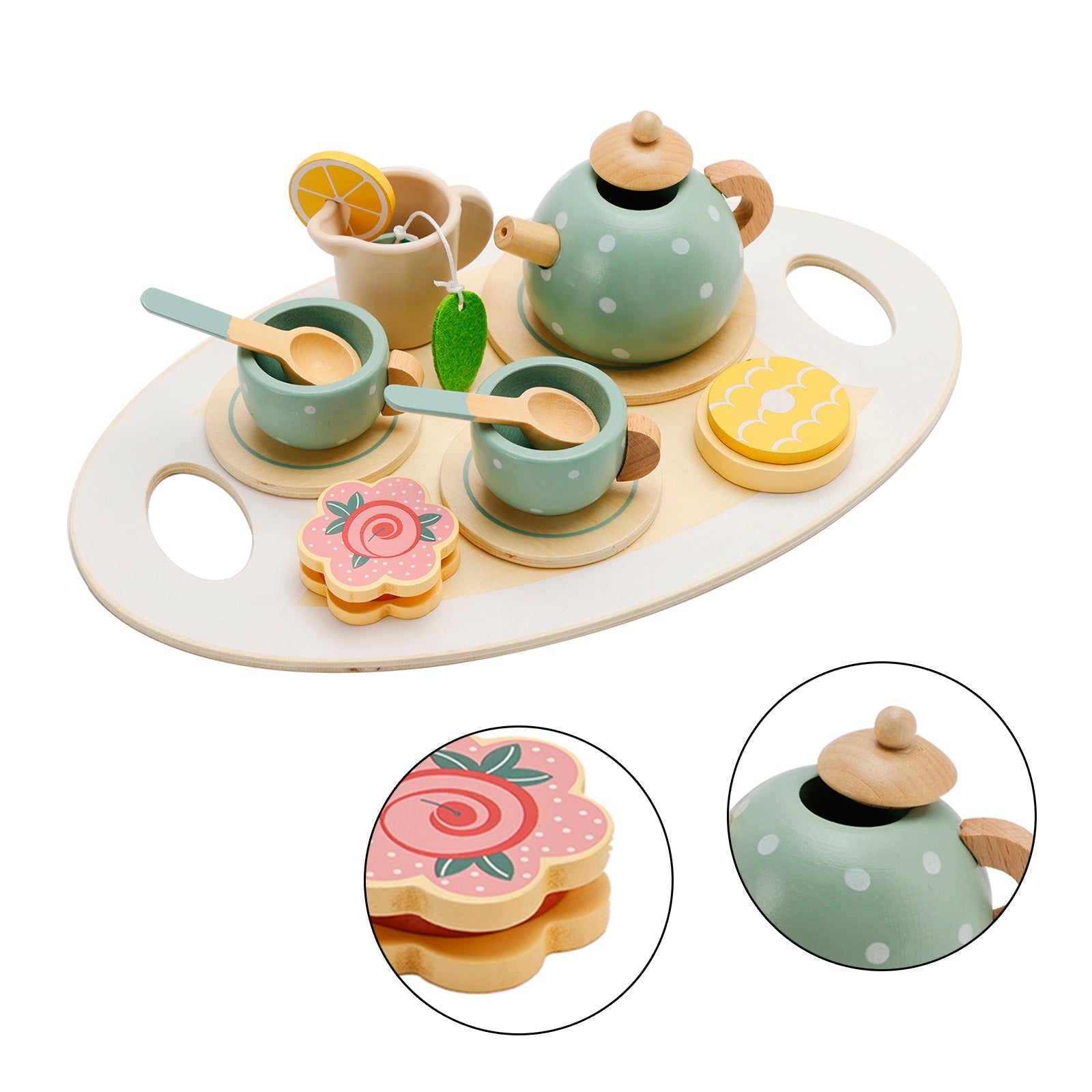 15Pcs Western Kitchen Wooden Tea Sets Play Kitchen Dishes/Tea Toy Set For Kid