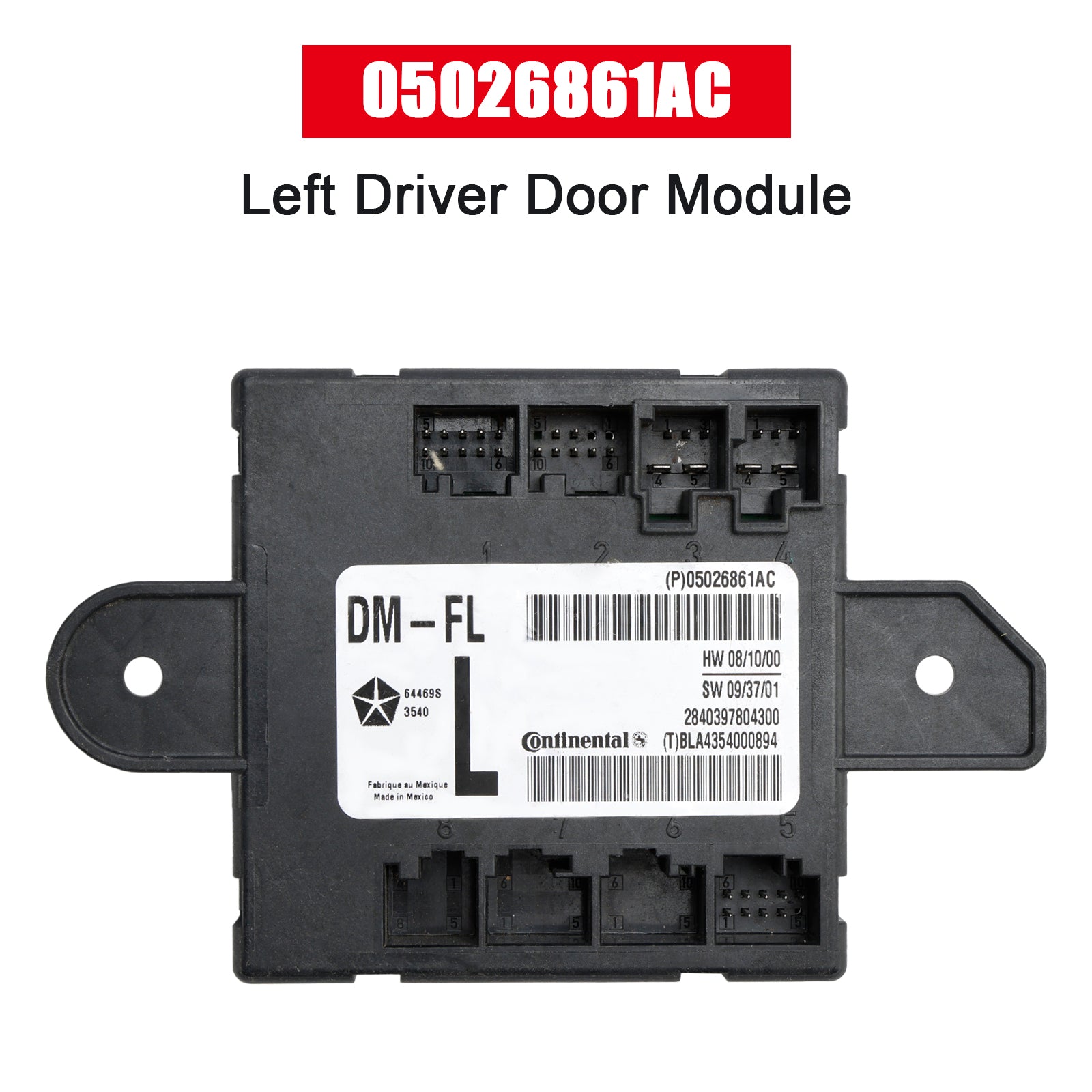 05026861AC Front Left Driver Door Module for Dodge Chrysler 2007-2020