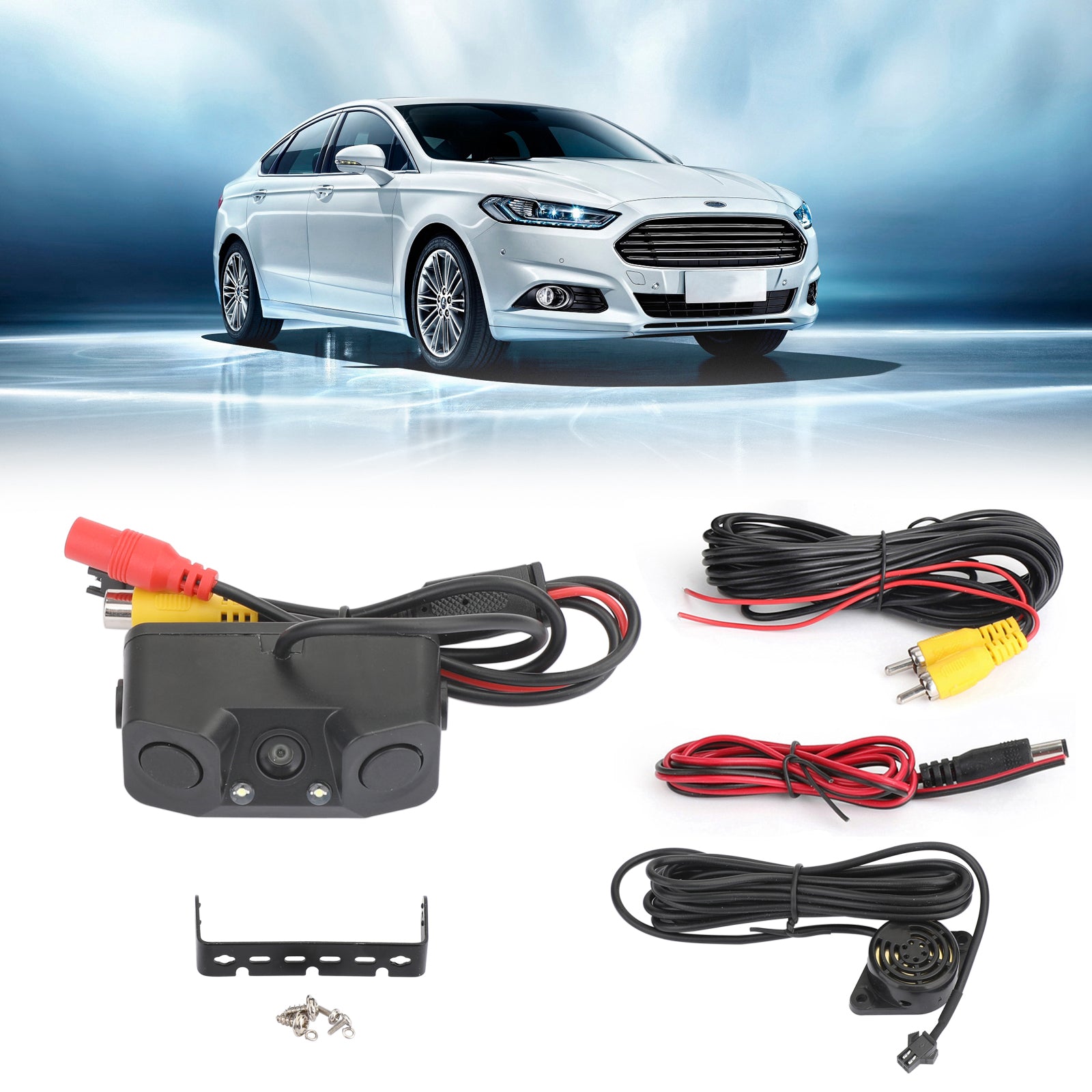 3in1 170?? Car Reversing Rear View Camera Backup Radar Parking Sensor in one Cam