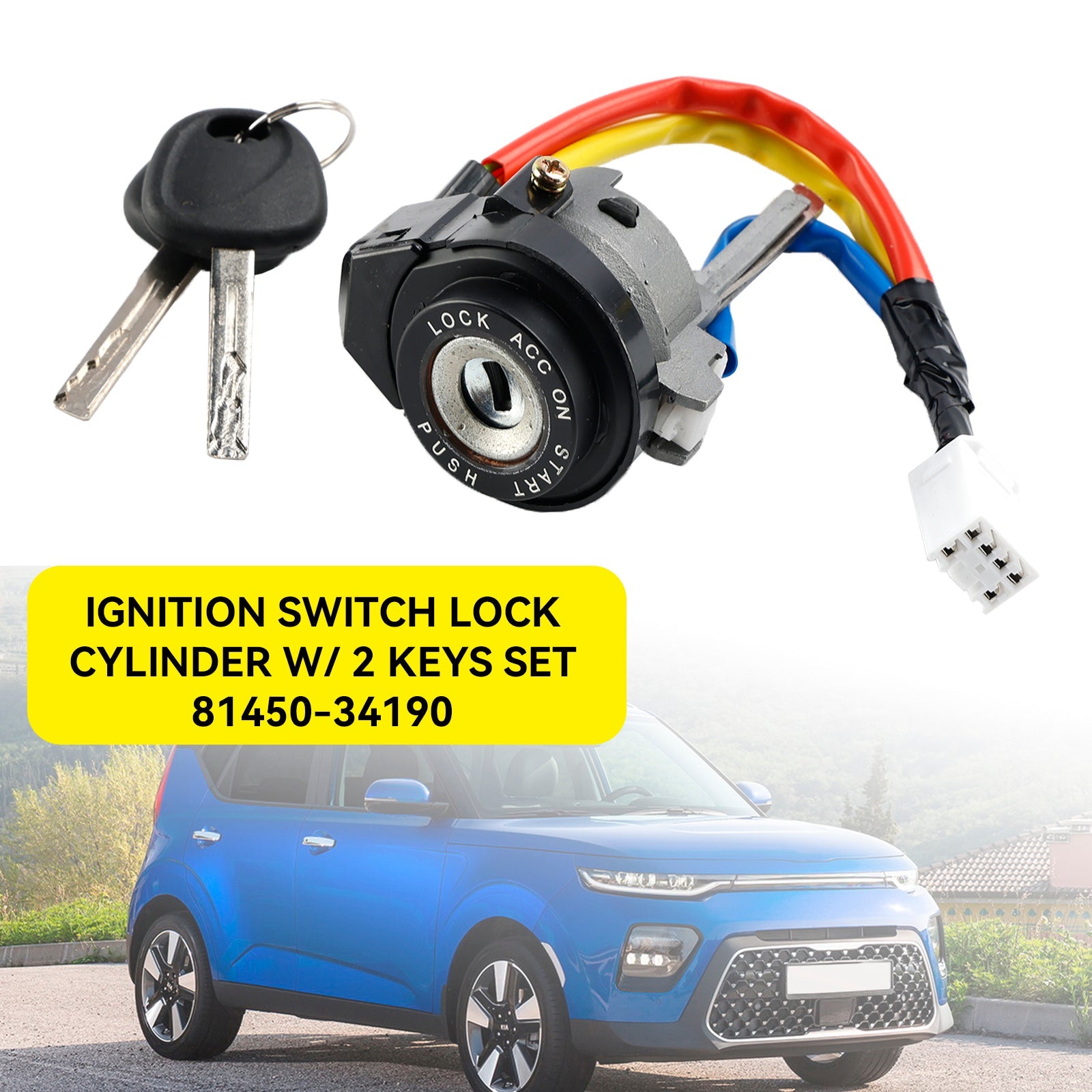 81450-34190 Lgnition Lock Cylinder w/Keys For Kia Soul 2014-2019