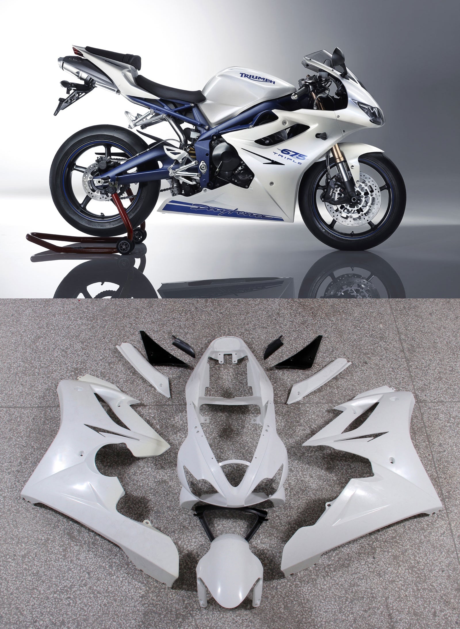 Fairings 2006-2008 Triumph Daytona 675 White Blue Daytona Generic